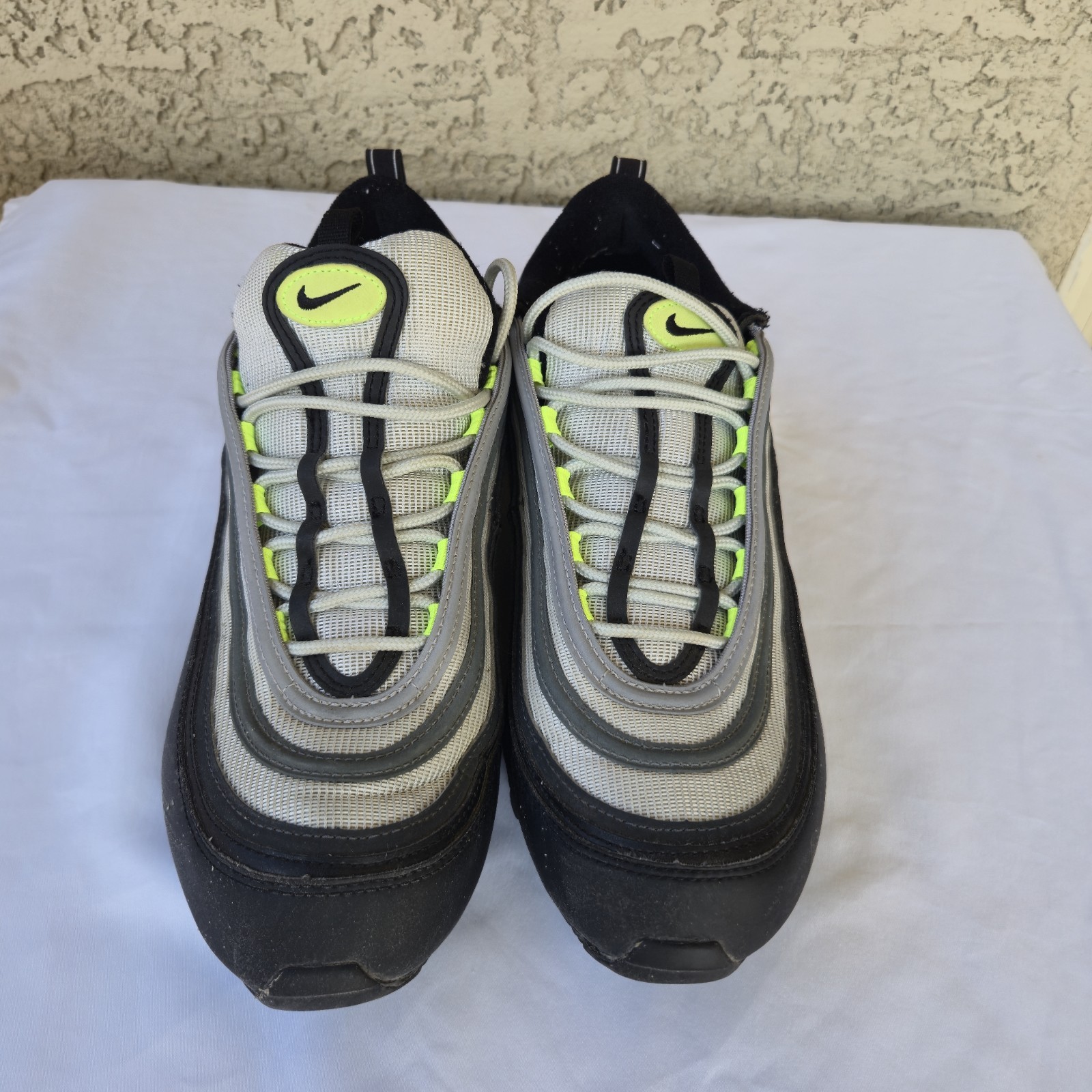 Nike Air Max 97 Sneakers Mens Size 11.5 Black Silver Volt Icons  Neon DX4235-001