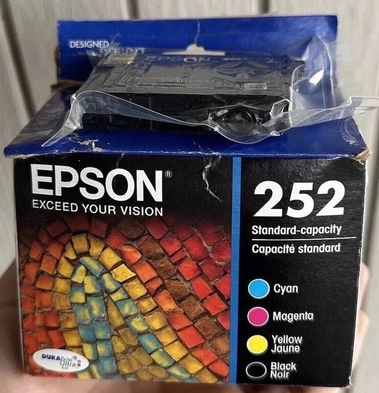 Epson 252 Black/Cyan/Magenta/Yellow Ink Cartridge Genuine OEM 09/19 BONUS BLACK Epson 252 Black/Cyan/Magenta/Yellow Ink Cartridge Genuine OEM 09/19 BONUS BLACK