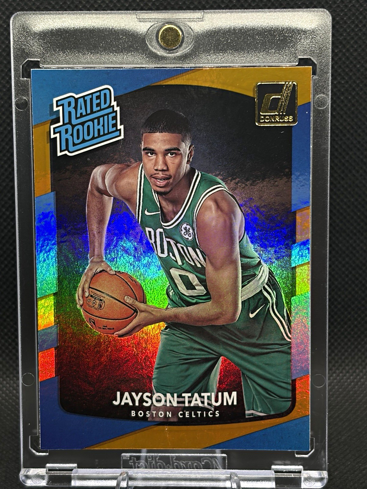 2017-18 Panini Donruss Rated Rookies Jayson Tatum RC #198 Holo Orange Flood SSP 2017-18 Panini Donruss Rated Rookies Jayson Tatum RC #198 Holo Orange Flood SSP