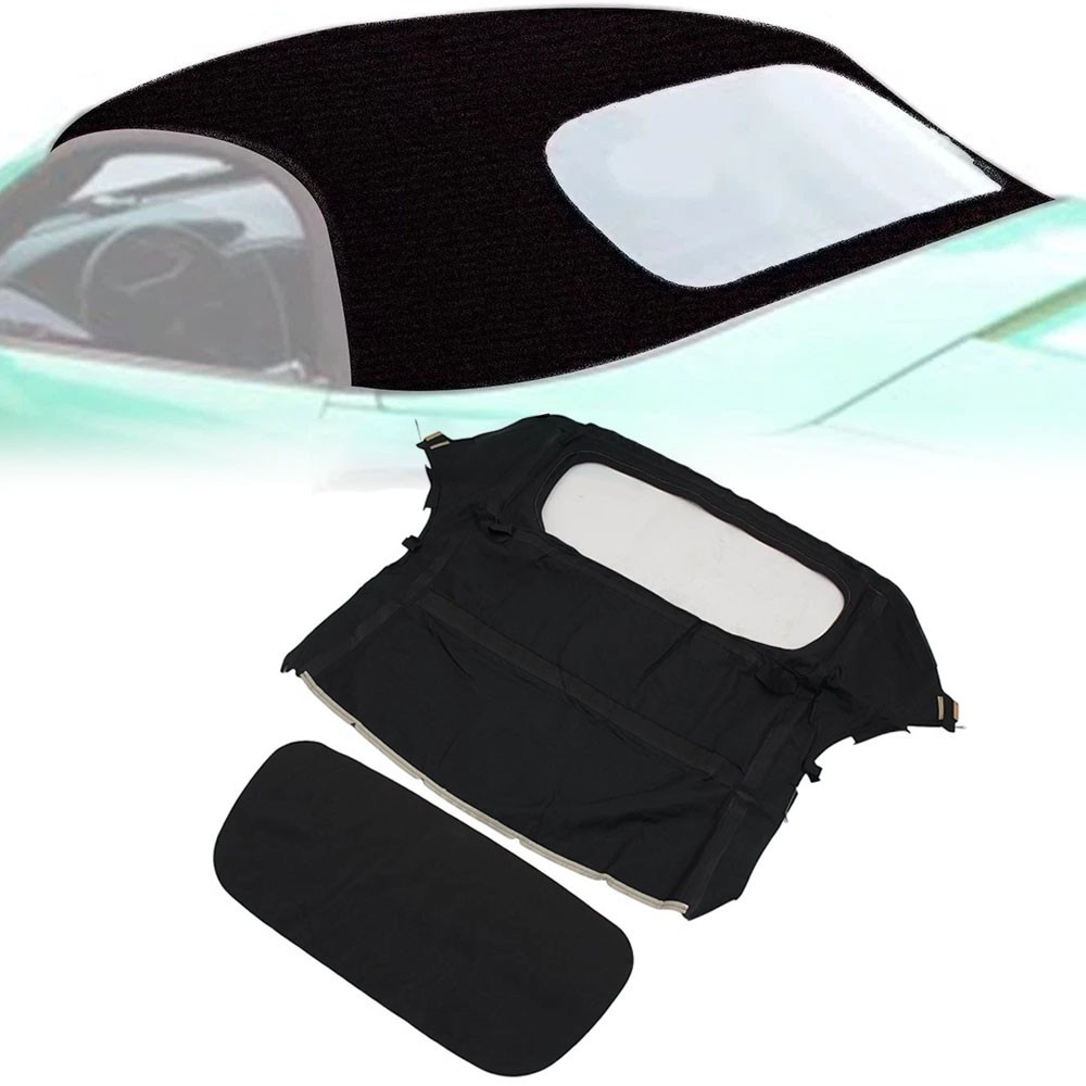 Fit For 97-02 Porsche Boxster Convertible Soft Top w/Plastic Window Black Cloth
