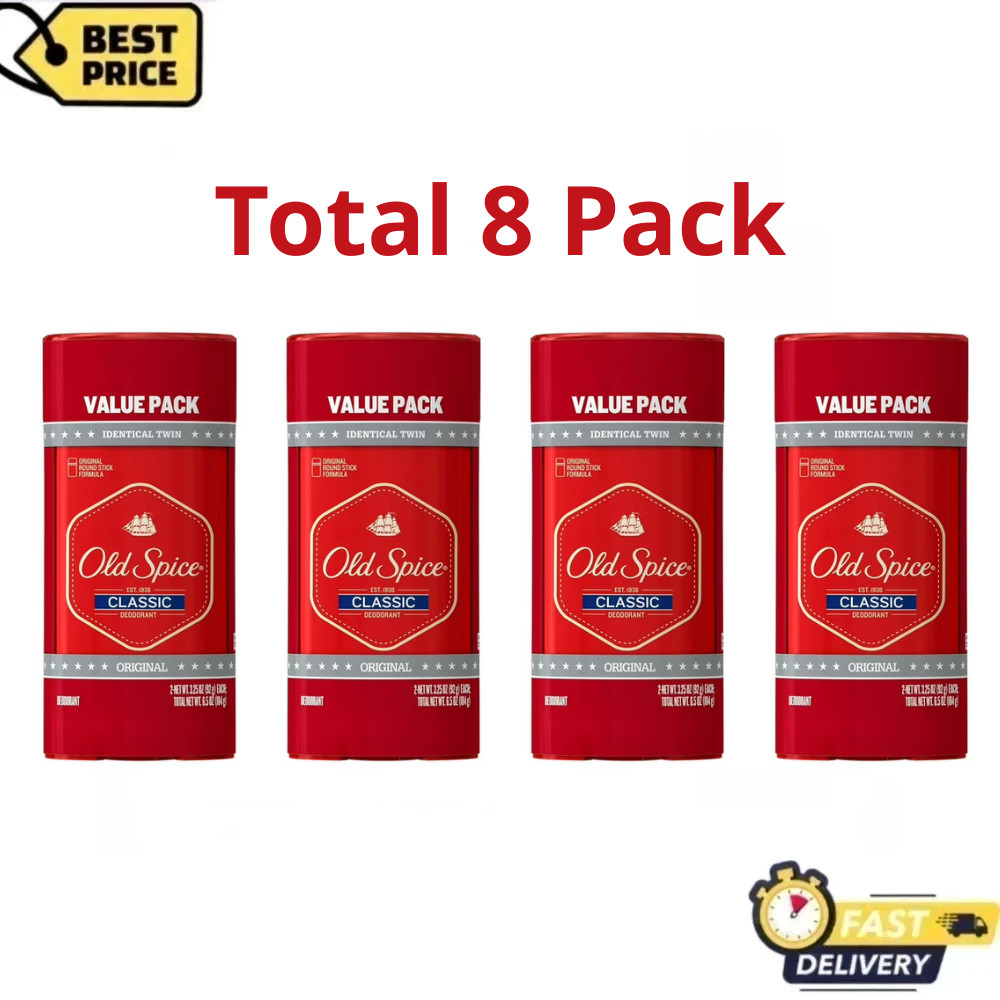 (8 Pack) Old Spice Classic Men's Deodorant, Solid Stick, Original Scent, 3.25 oz