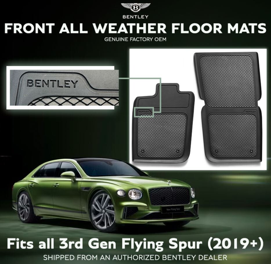 3SB862435A OEM Bentley Flying Spur All Weather FRONT LHD Floor Mats MY 2019+ 3SB862435A OEM Bentley Flying Spur All Weather FRONT LHD Floor Mats MY 2019+