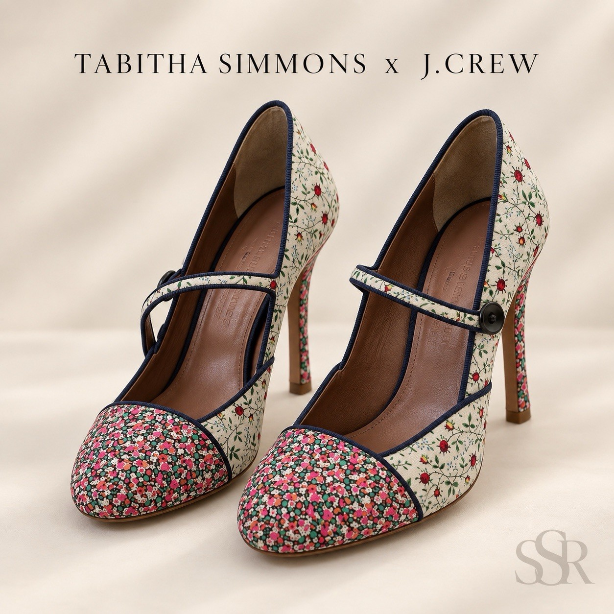 Tabitha Simmons x J.Crew Folly Rose Floral Mary Jane Pumps Heels 37.5 Italy