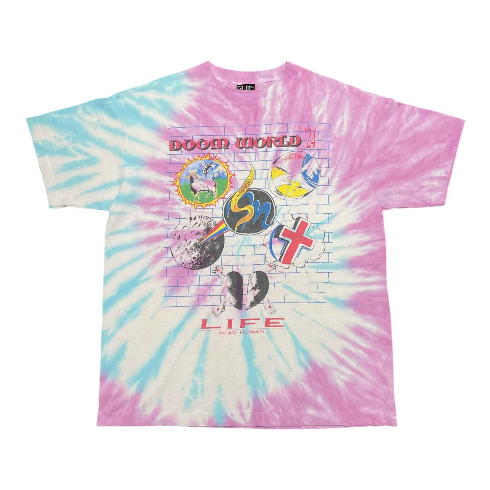 Saint Michael x Lastman Doom Logo Short Sleeve Tee Shirt Tie-Dye Multi
