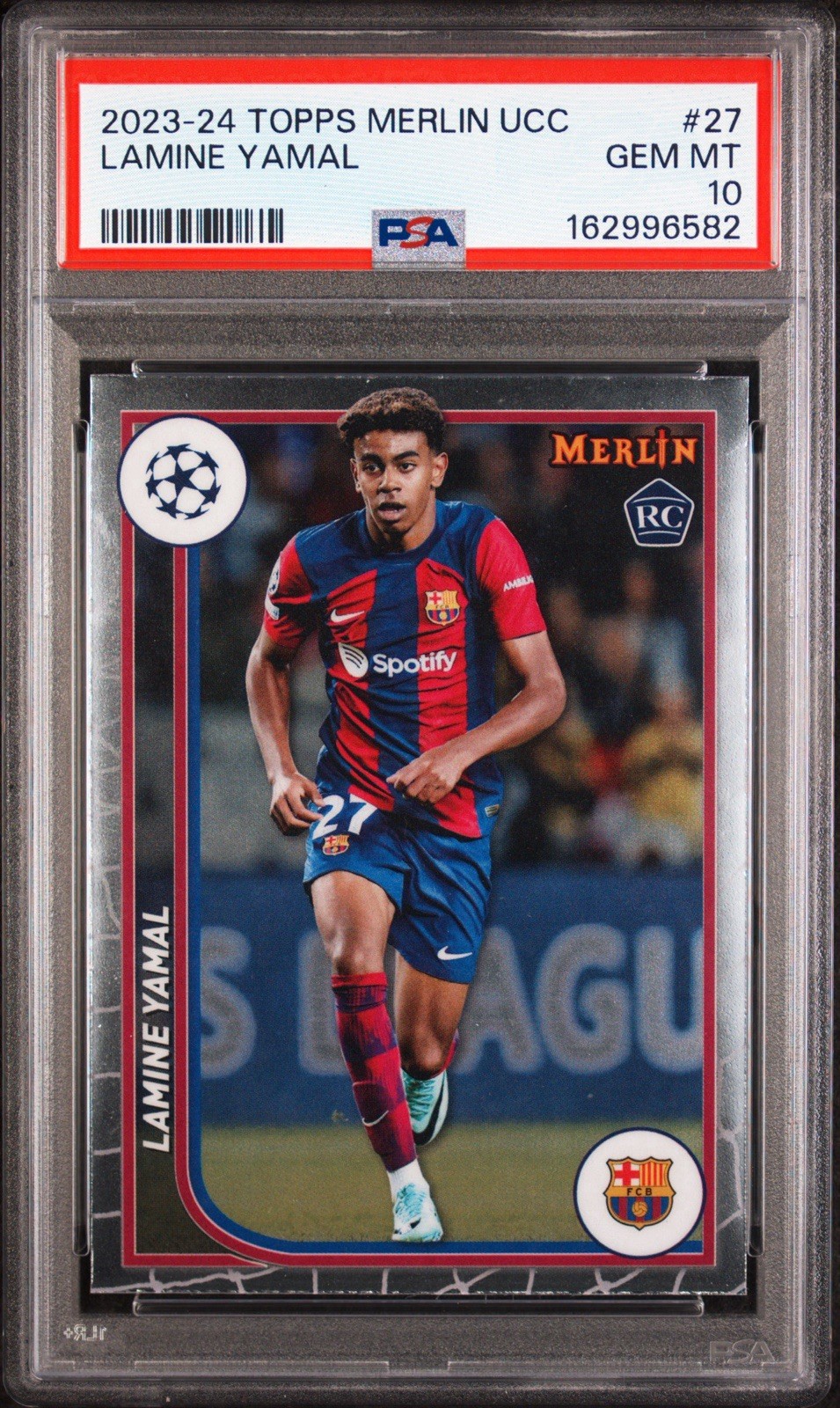 2023-24 Topps Merlin UEFA Club Competitions #27 Lamine Yamal RC PSA 10 QTY 2023-24 Topps Merlin UEFA Club Competitions #27 Lamine Yamal RC PSA 10 QTY