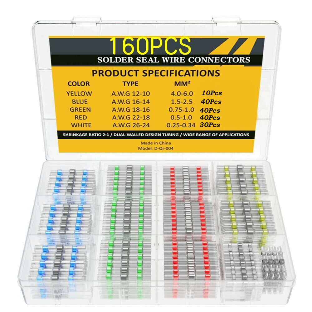 500/360PCS Heat Shrink Solder Stick Sleeve Seal Butt Splice Wire Connectors Kit