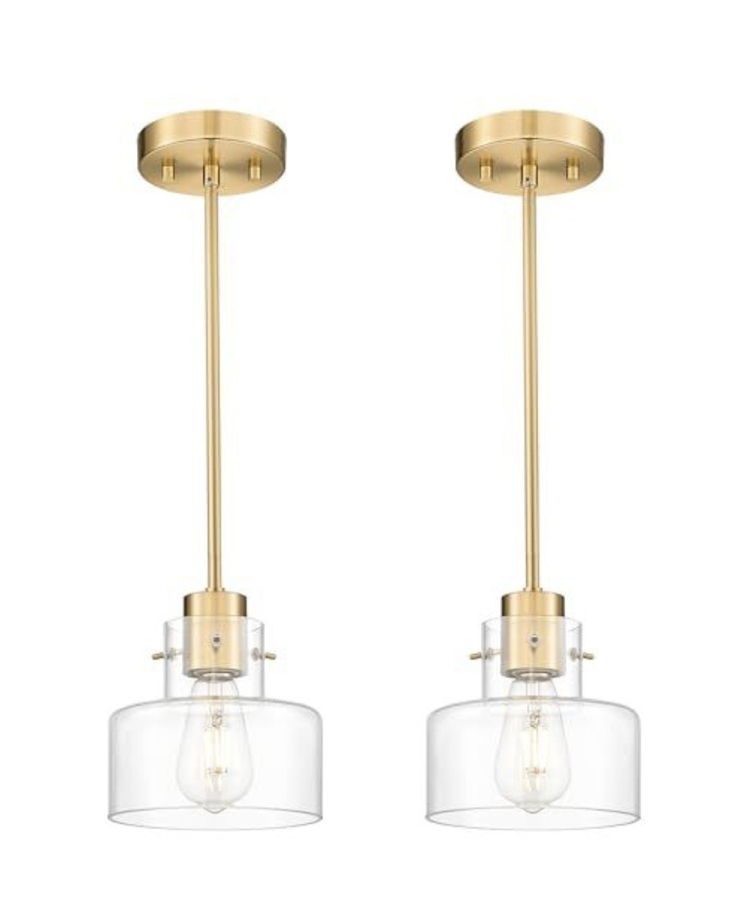 2 Pack Pendant Lights Brushed Gold Pendant Light Fixtures Clear Glass Shade, 6\ 2 Pack Pendant Lights Brushed Gold Pendant Light Fixtures Clear Glass Shade, 6\
