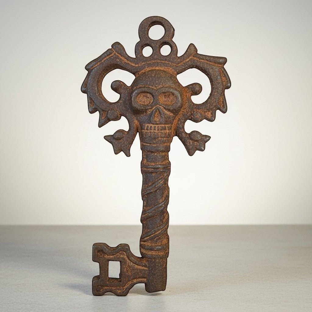 Pirate Skull Embossed Cast Iron Key