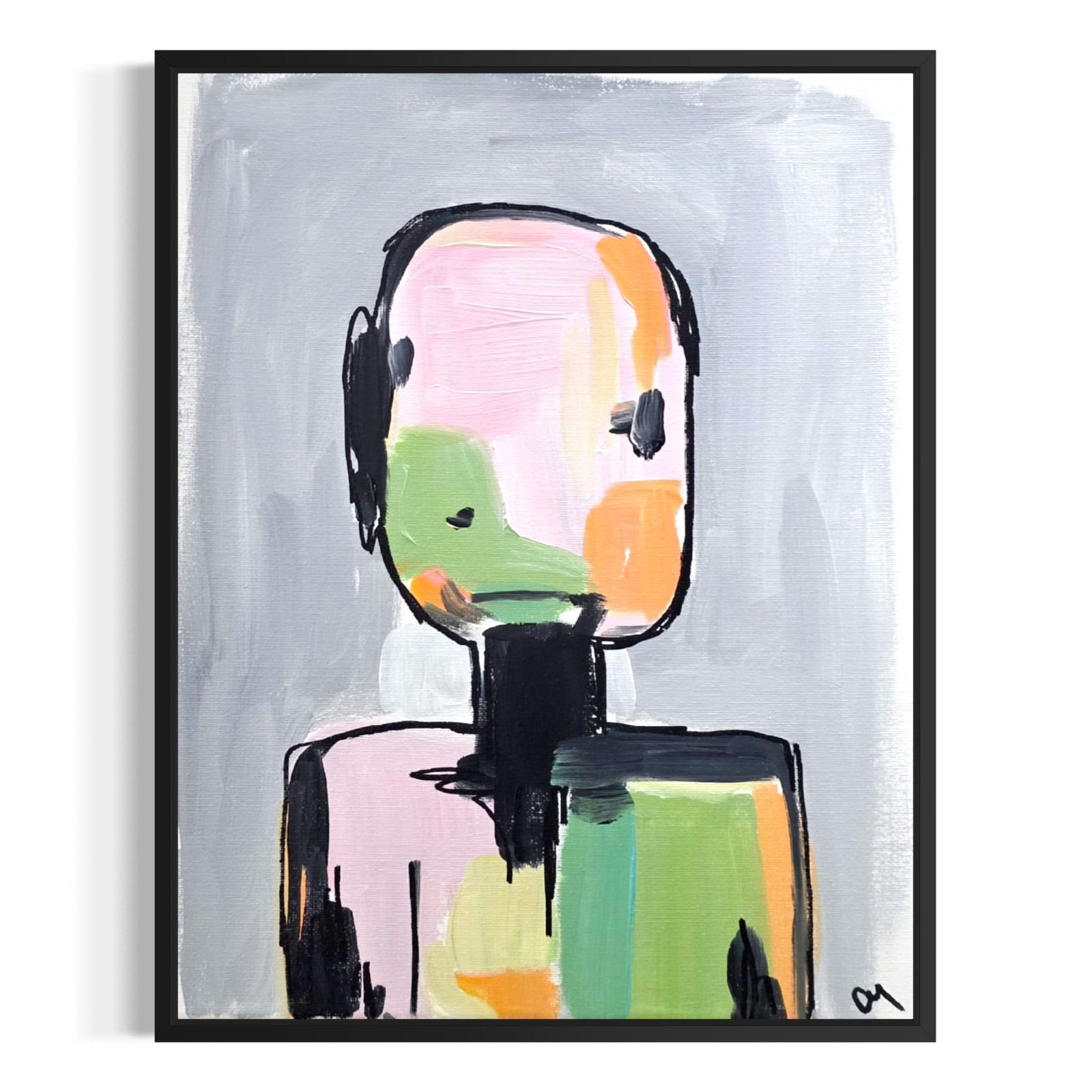 Original Abstract Portrait 11x14 Acrylic Painting Signed Bold Colorful Wall Art