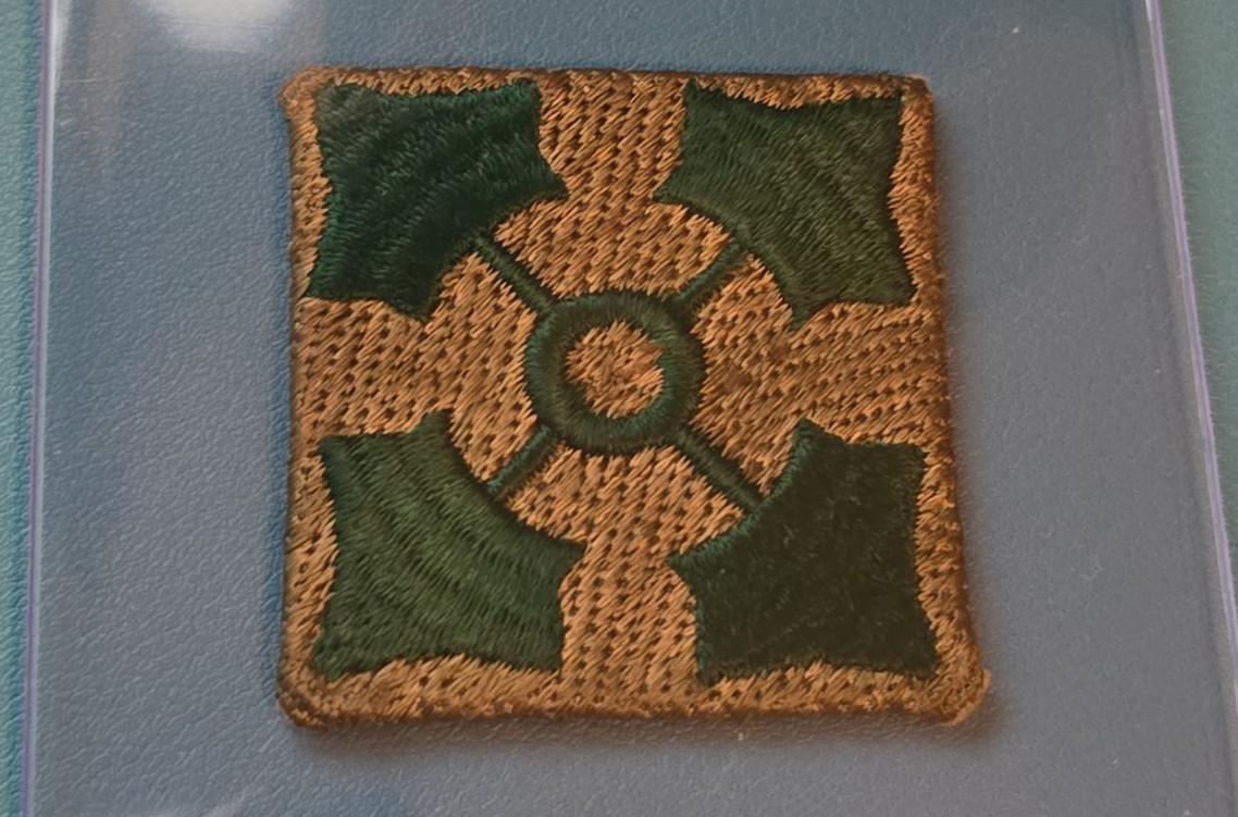 RARE Army 4th Infantry Division Patch-German Made Folded Bevo Weave-Vintage WWII