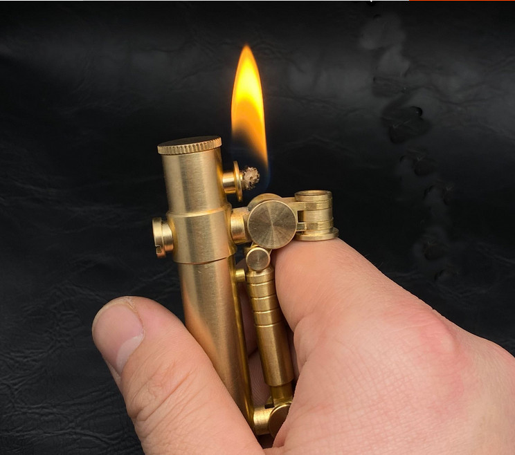 Pure Brass Cigarette Lighter nostalgic Retro Refillable Kerosene Lighter Gift