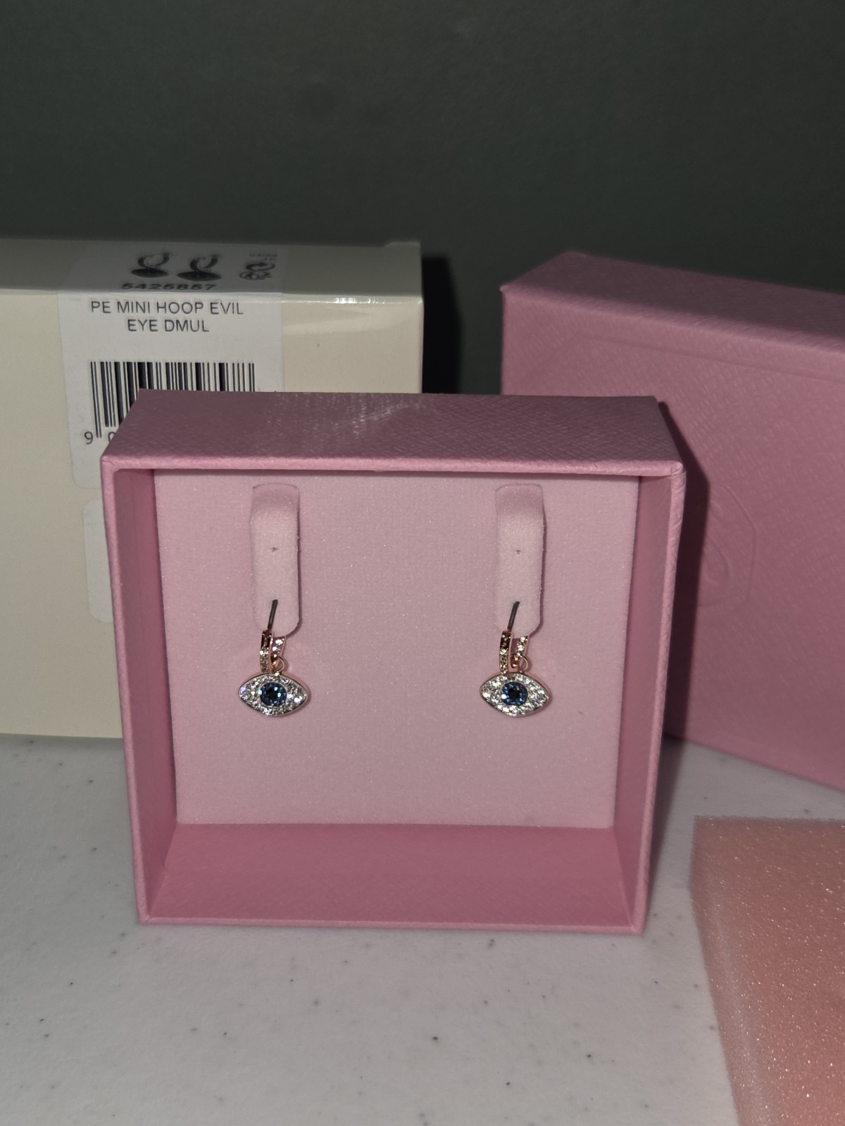 Swarovski Symbolica Hoop Earrings Evil Eye, Blue, Rose Gold-Tone Plated 5425857 Swarovski Symbolica Hoop Earrings Evil Eye, Blue, Rose Gold-Tone Plated 5425857