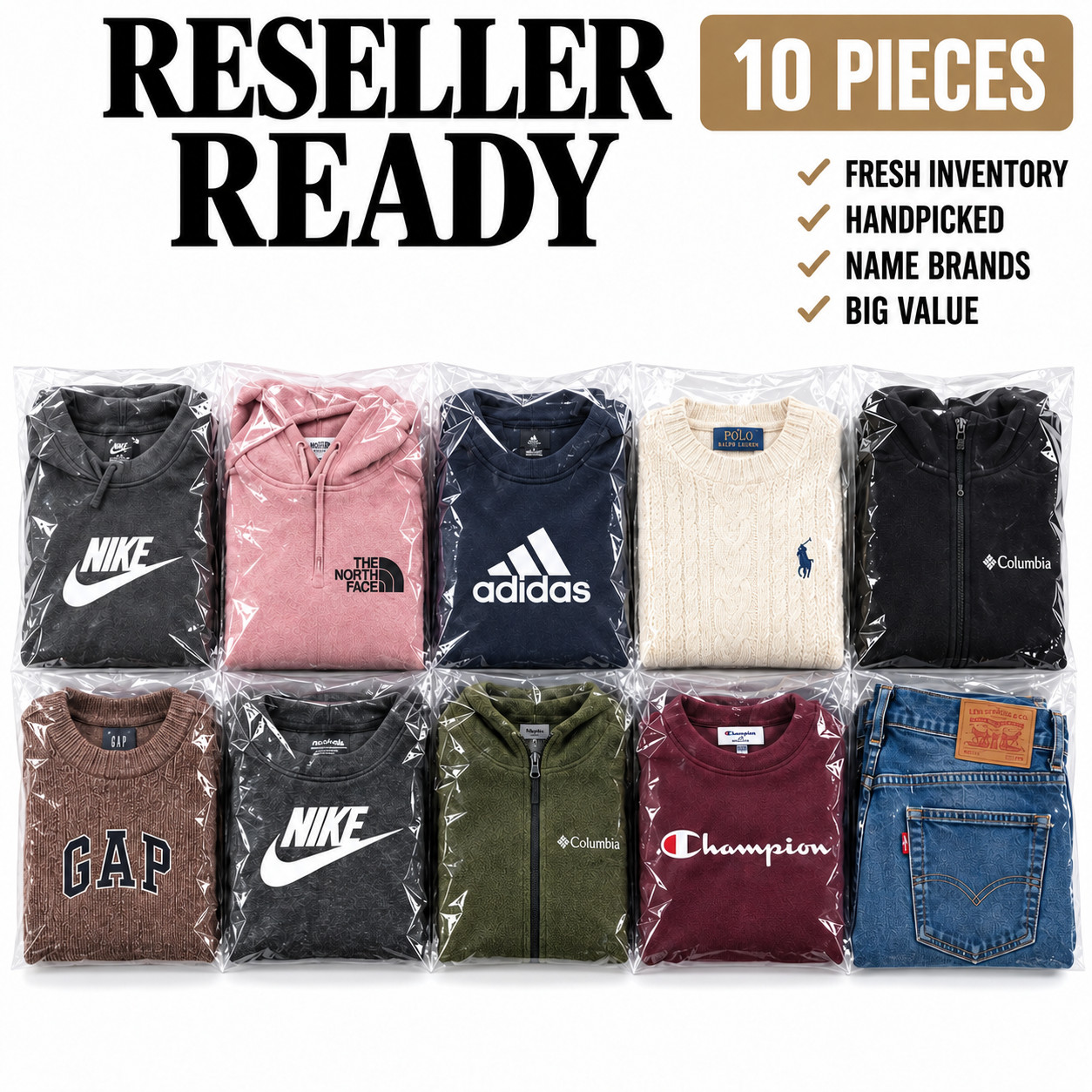 10 Pc High Yield Clothing Reseller Lot Name Brands EUC Inventory Boutique Bundle