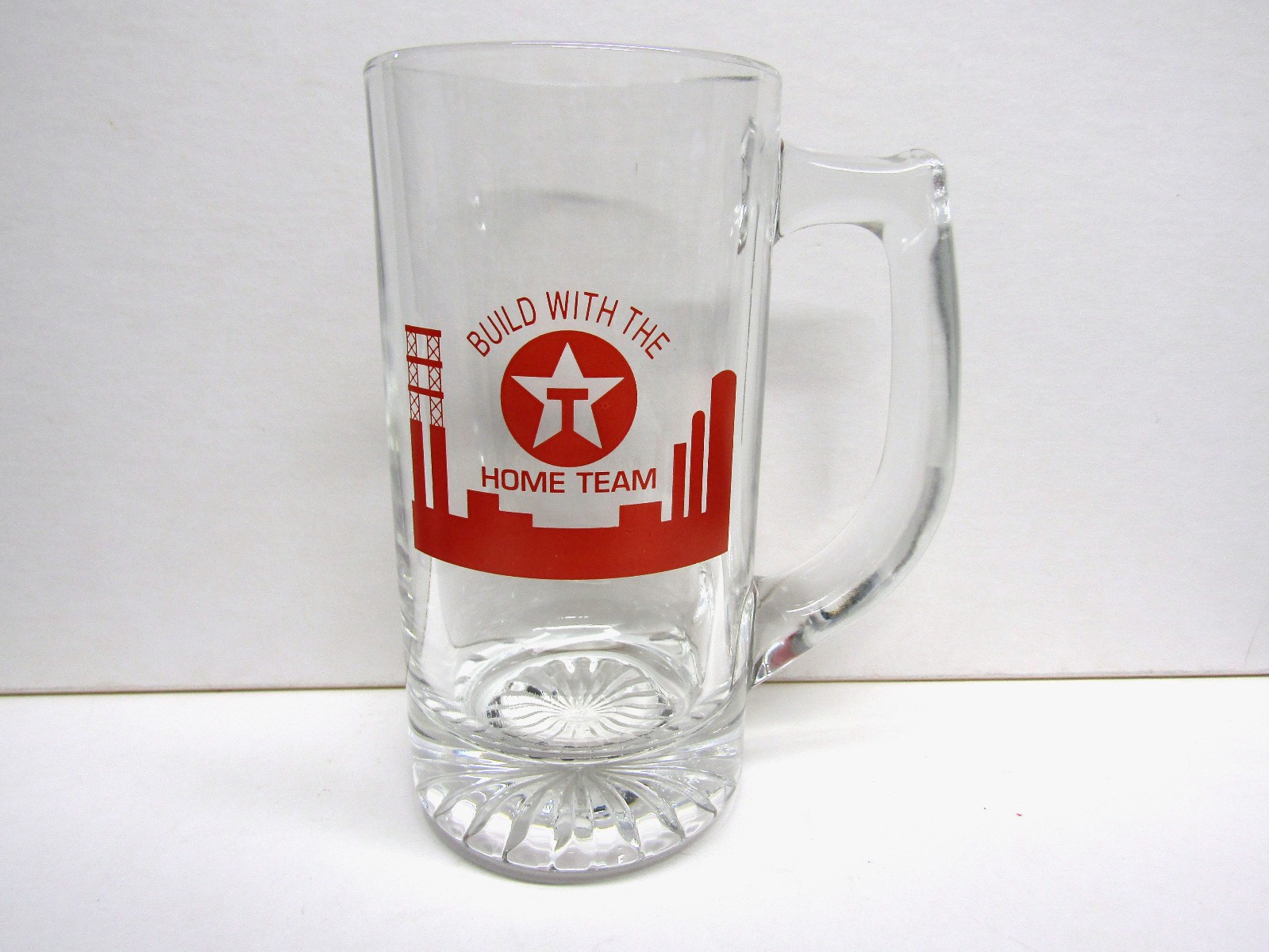 Texaco Gas Oil Build With The Home Team Hawaii Heavy Glass Beer Stein Mug
