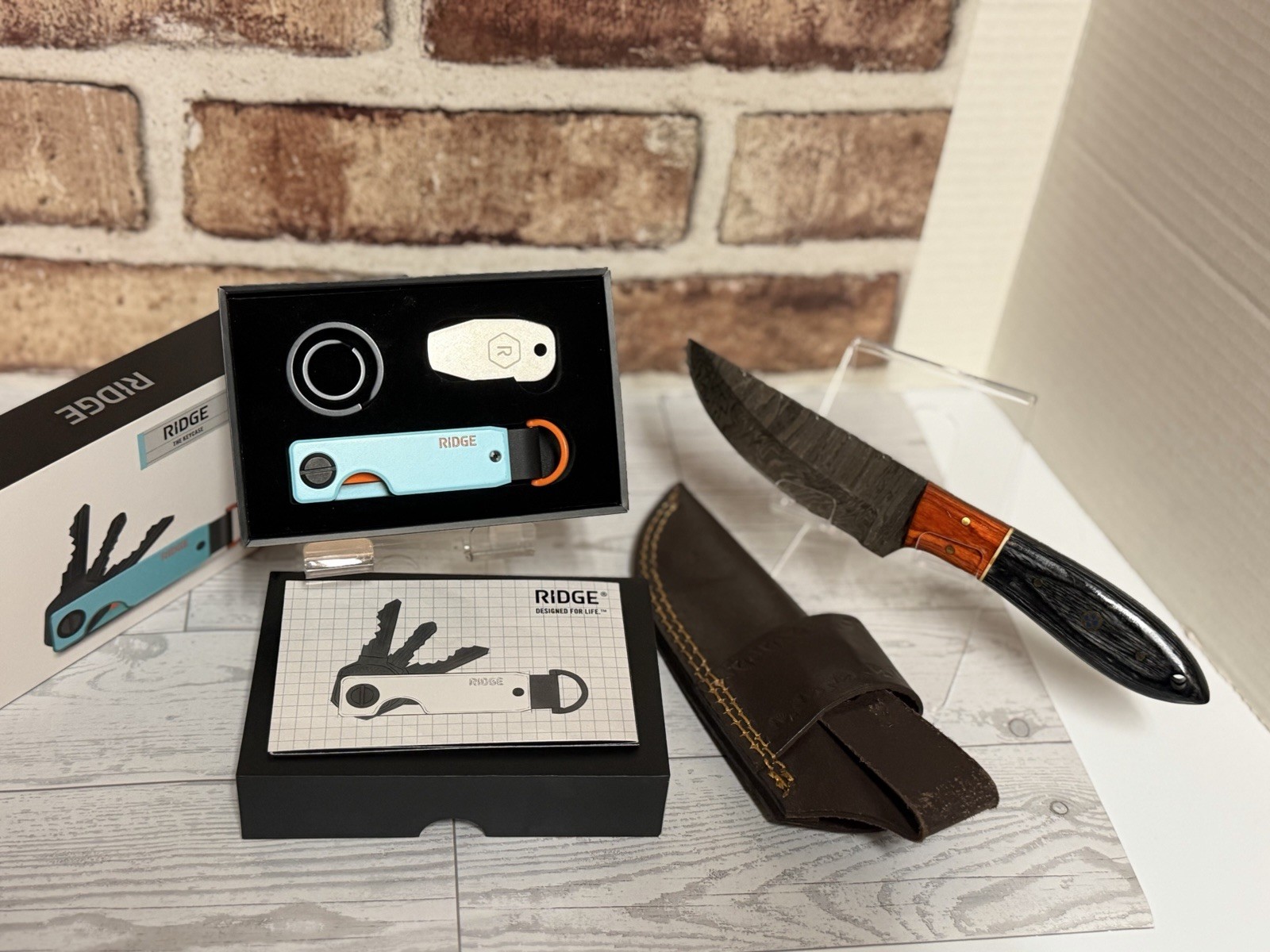 RIDGE  | KEYCASE GT + HANDMADE DAMASCUS KNIFE & SHEATH