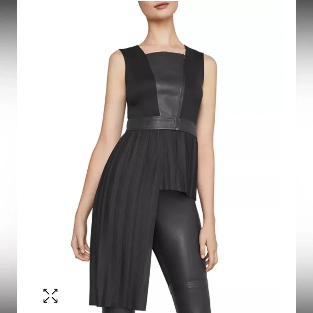 BCBG MAXAZRIA Mixed-Media Asymmetric Top