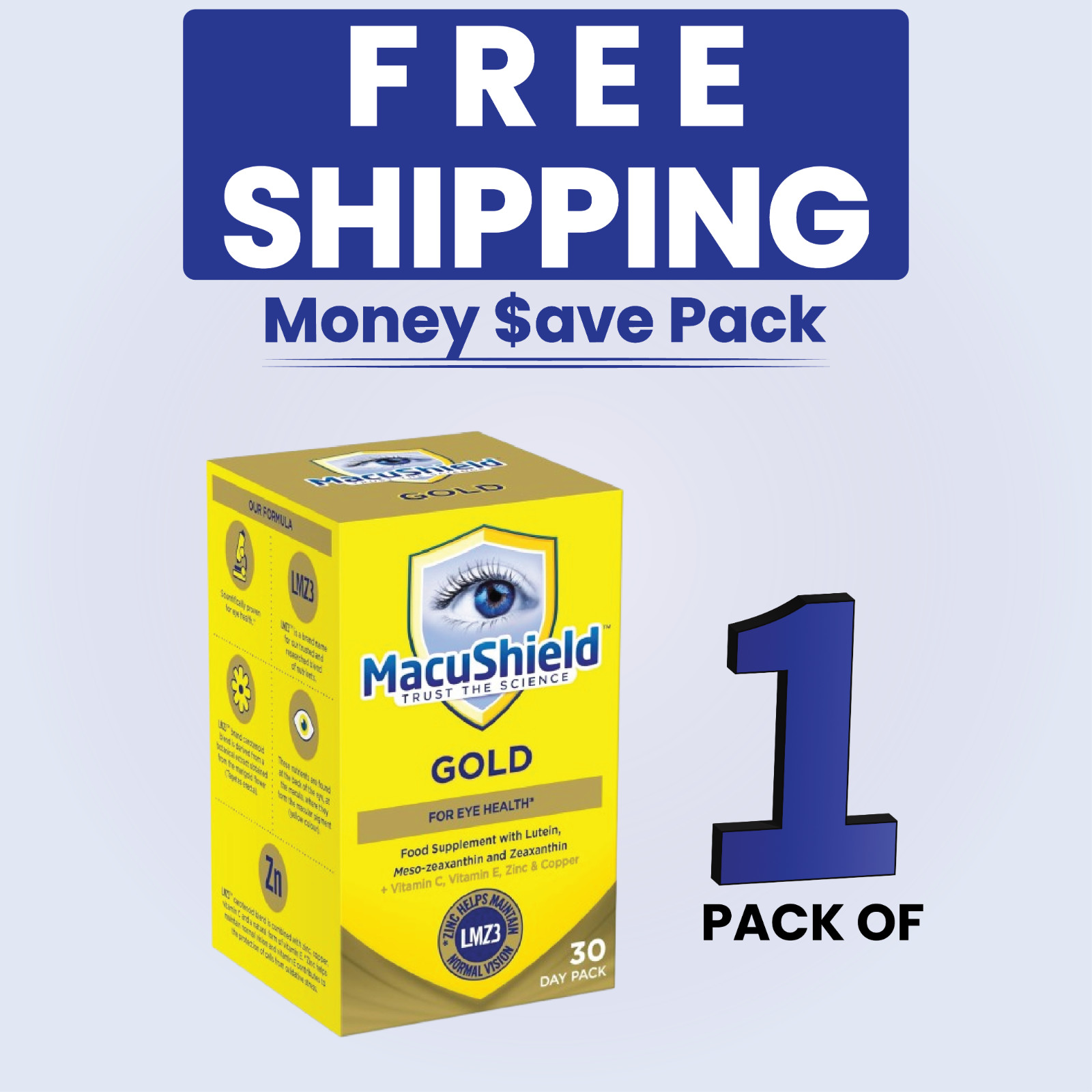MacuShield Gold 90 Capsules 30 Day Supply Eye Health Supplement