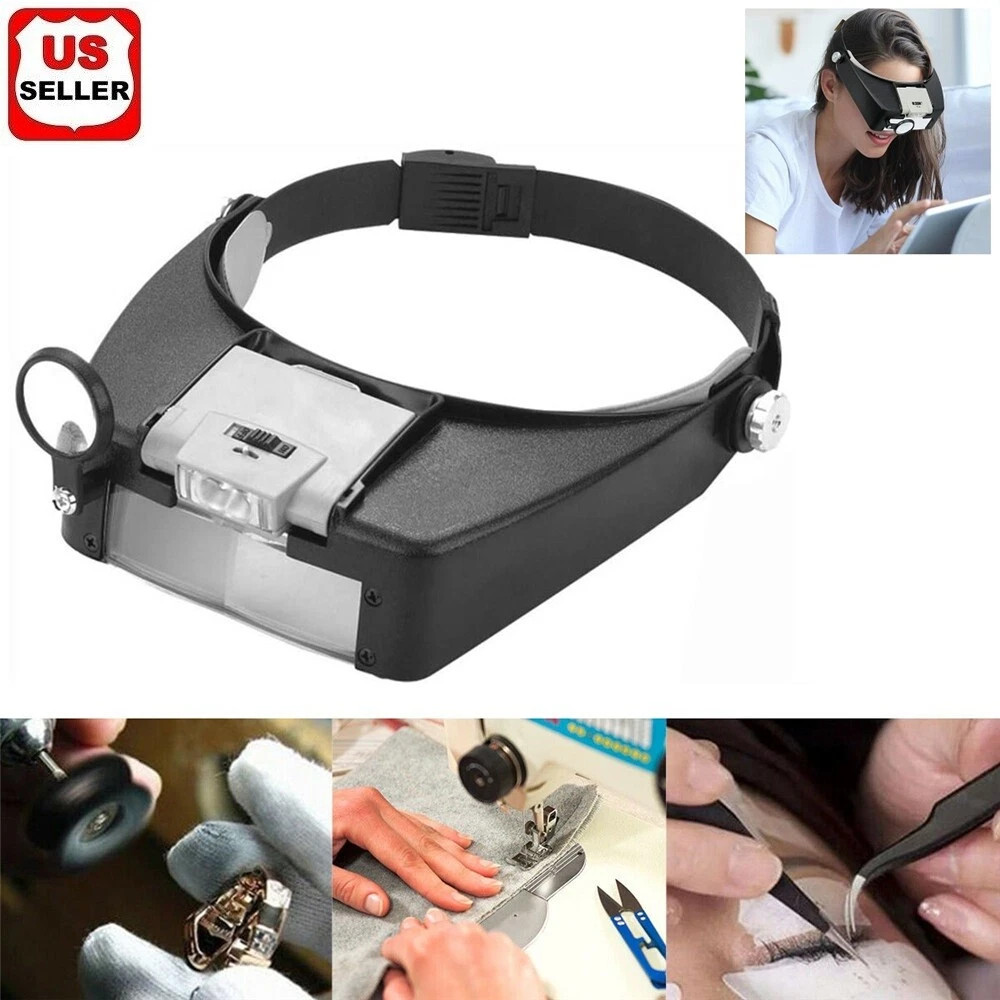 Jewelers Head Headband Magnifier LED Illuminated Visor Magnifying Glasses
