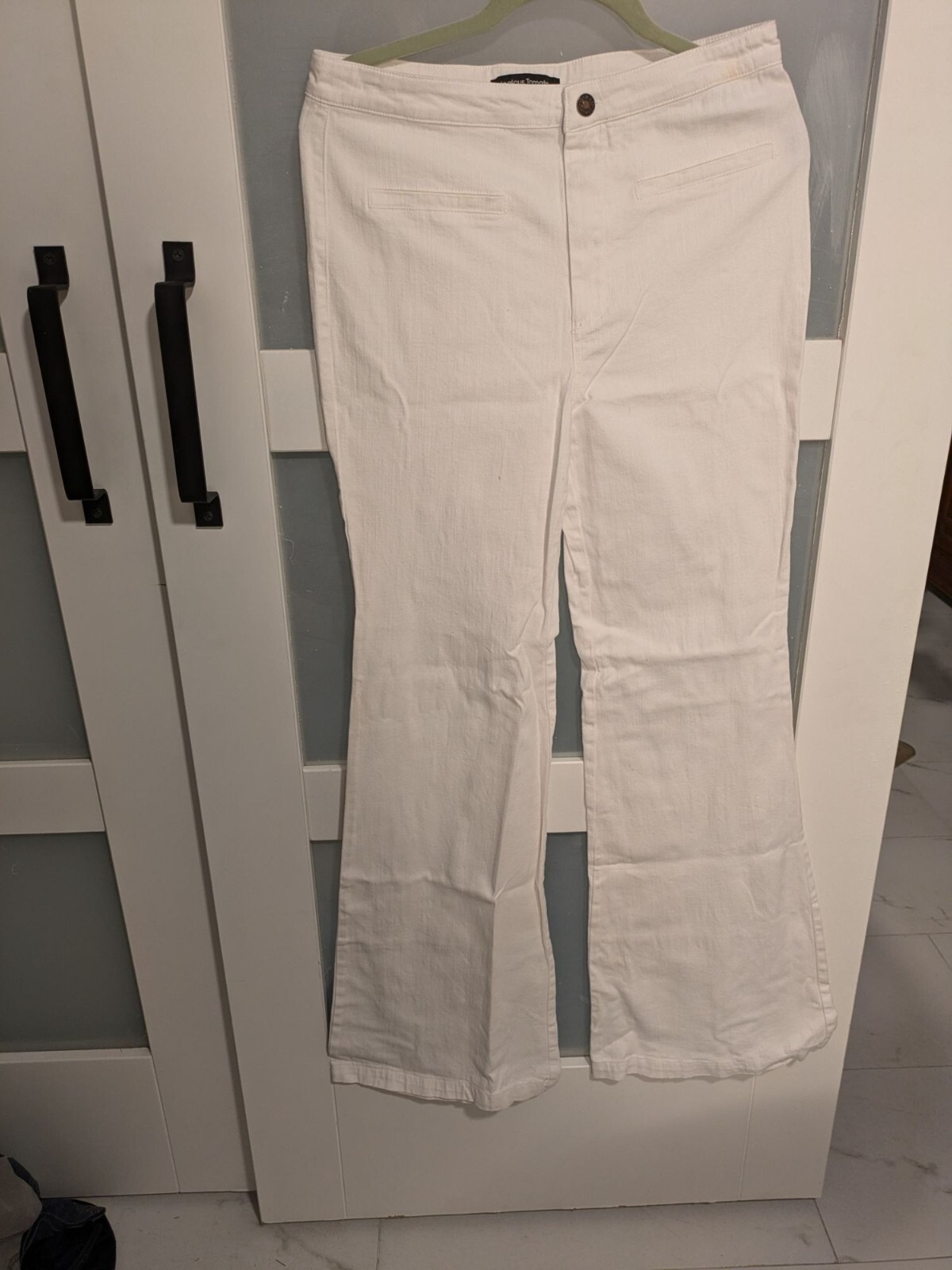 White High-Waisted Flare Pants Womens L By Jealous Tomato                   9-26