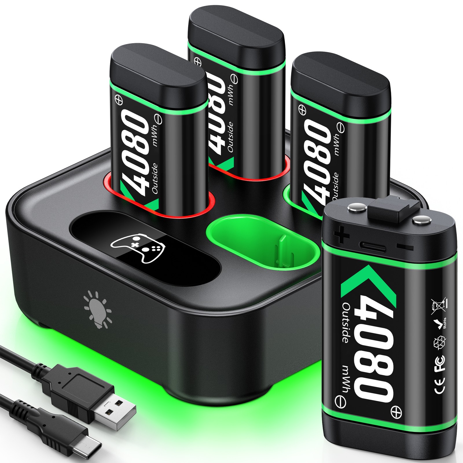 4pc Rechargeable Battery Packs for Xbox Series X|S/Xbox One with Charging Dock 4pc Rechargeable Battery Packs for Xbox Series X|S/Xbox One with Charging Dock