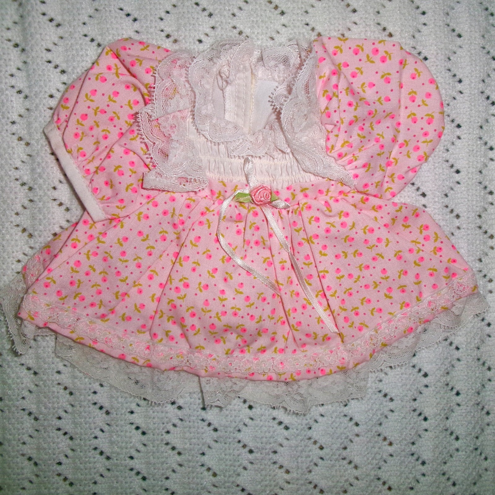 Vintage Mattel My Child Doll Pink Party Dress Floral Smocked 1980s