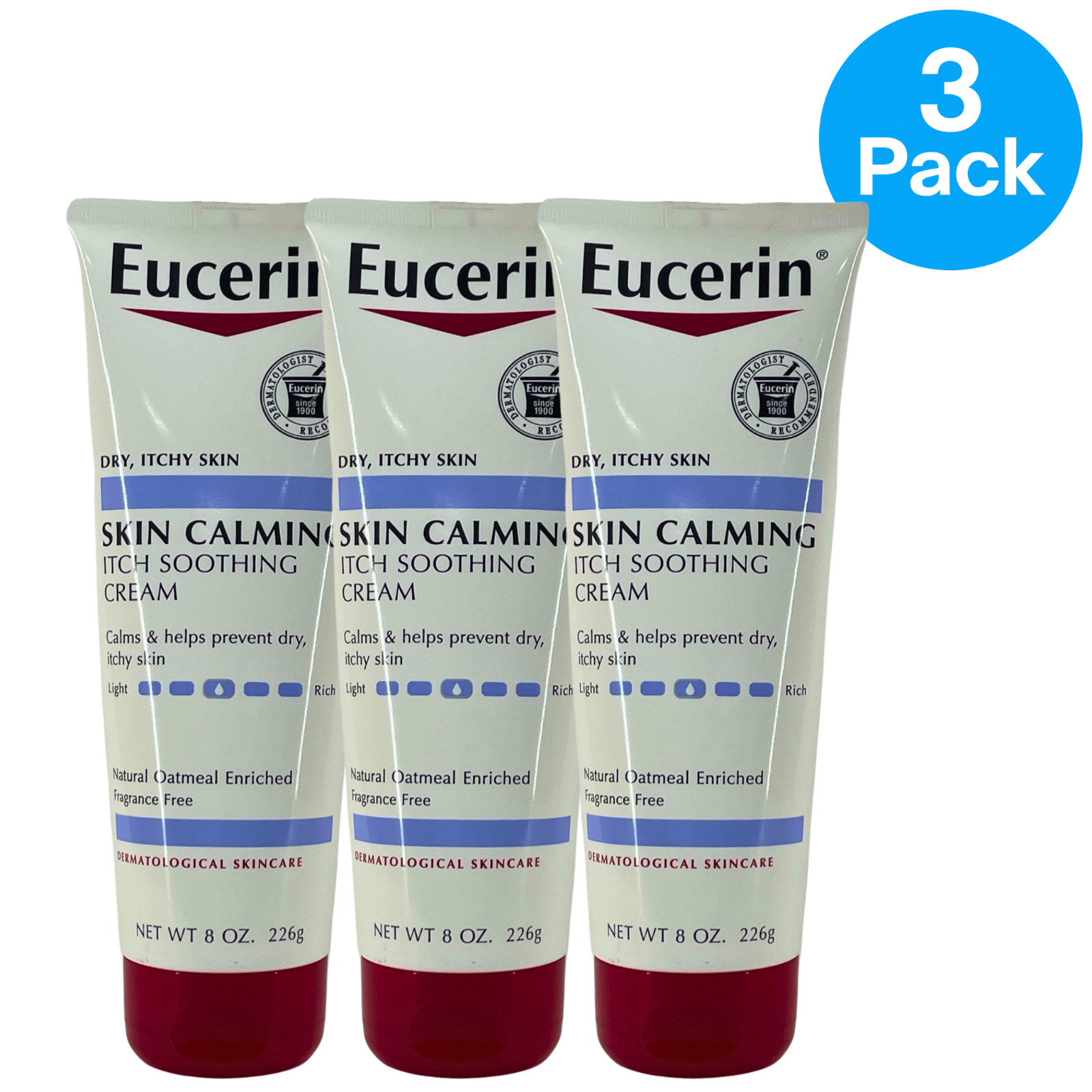 Eucerin Skin Calming Itch Soothing Cream Fragrance Free 8 oz 3 Pack New Eucerin Skin Calming Itch Soothing Cream Fragrance Free 8 oz 3 Pack New