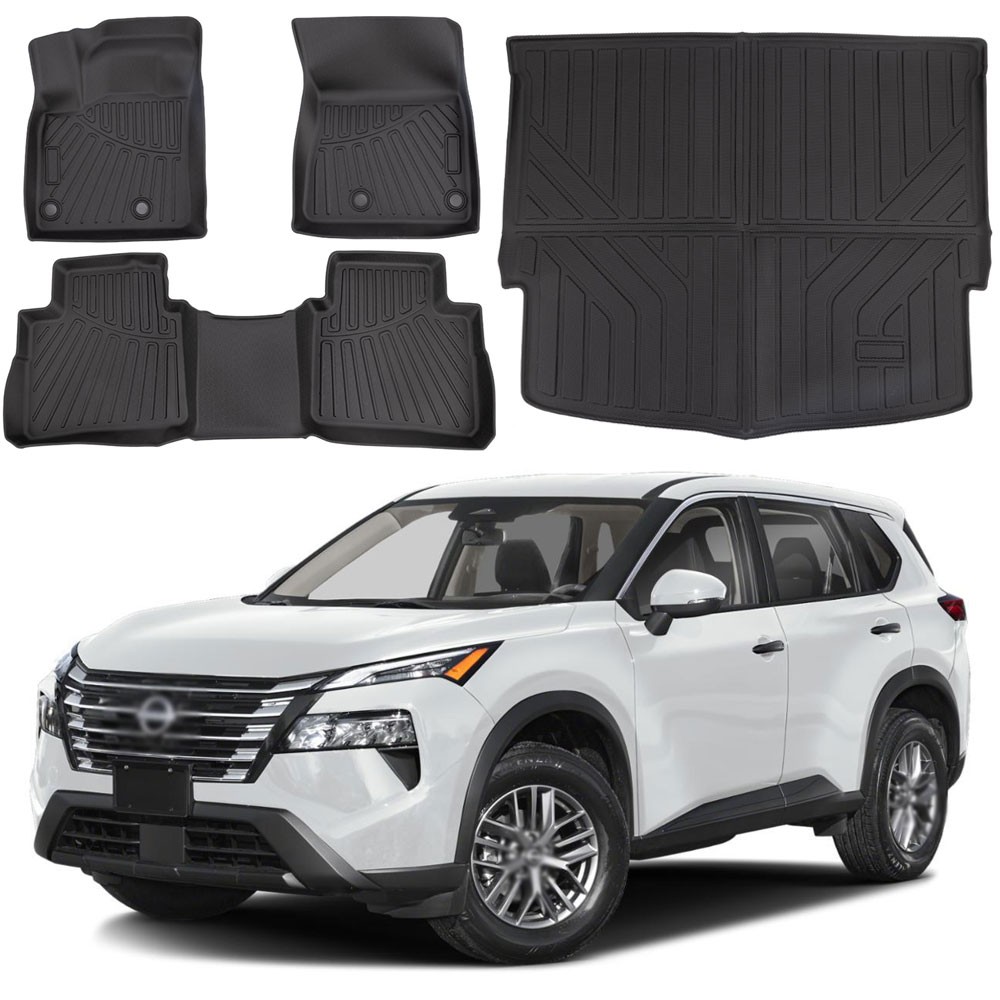 Floor Mats Cargo Liner Set for Nissan Rogue 2021-2025 TPE All Weather Car Mats