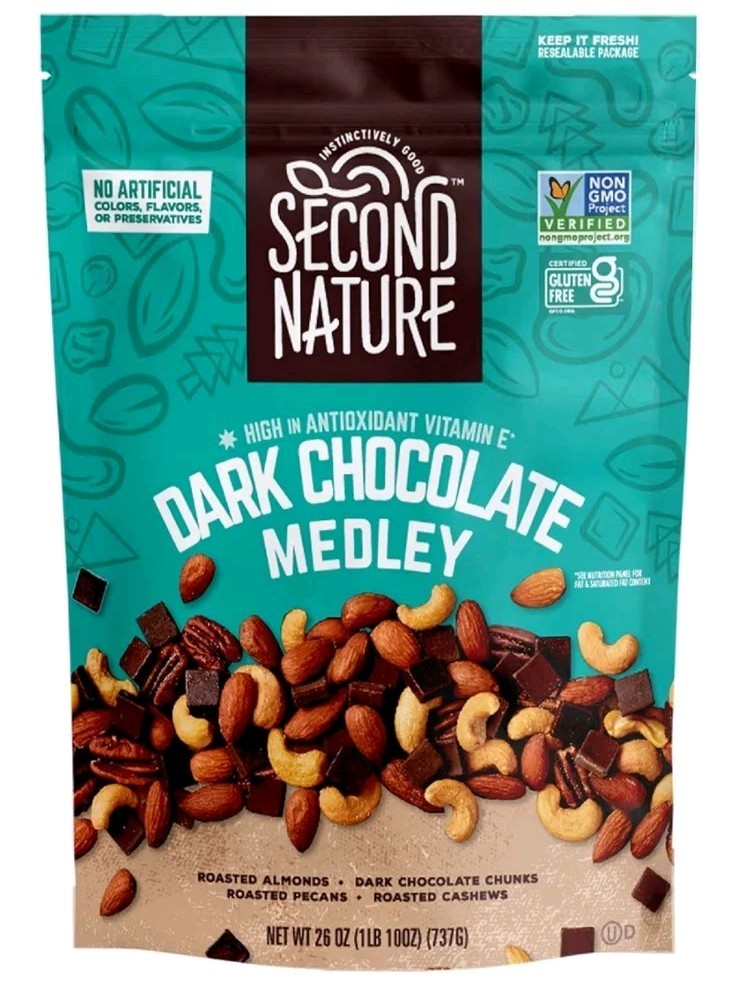 Pack 2 Of Second Nature Dark Chocolate Medley Trail Mix,12 oz. Resealable Pouch Pack 2 Of Second Nature Dark Chocolate Medley Trail Mix,12 oz. Resealable Pouch