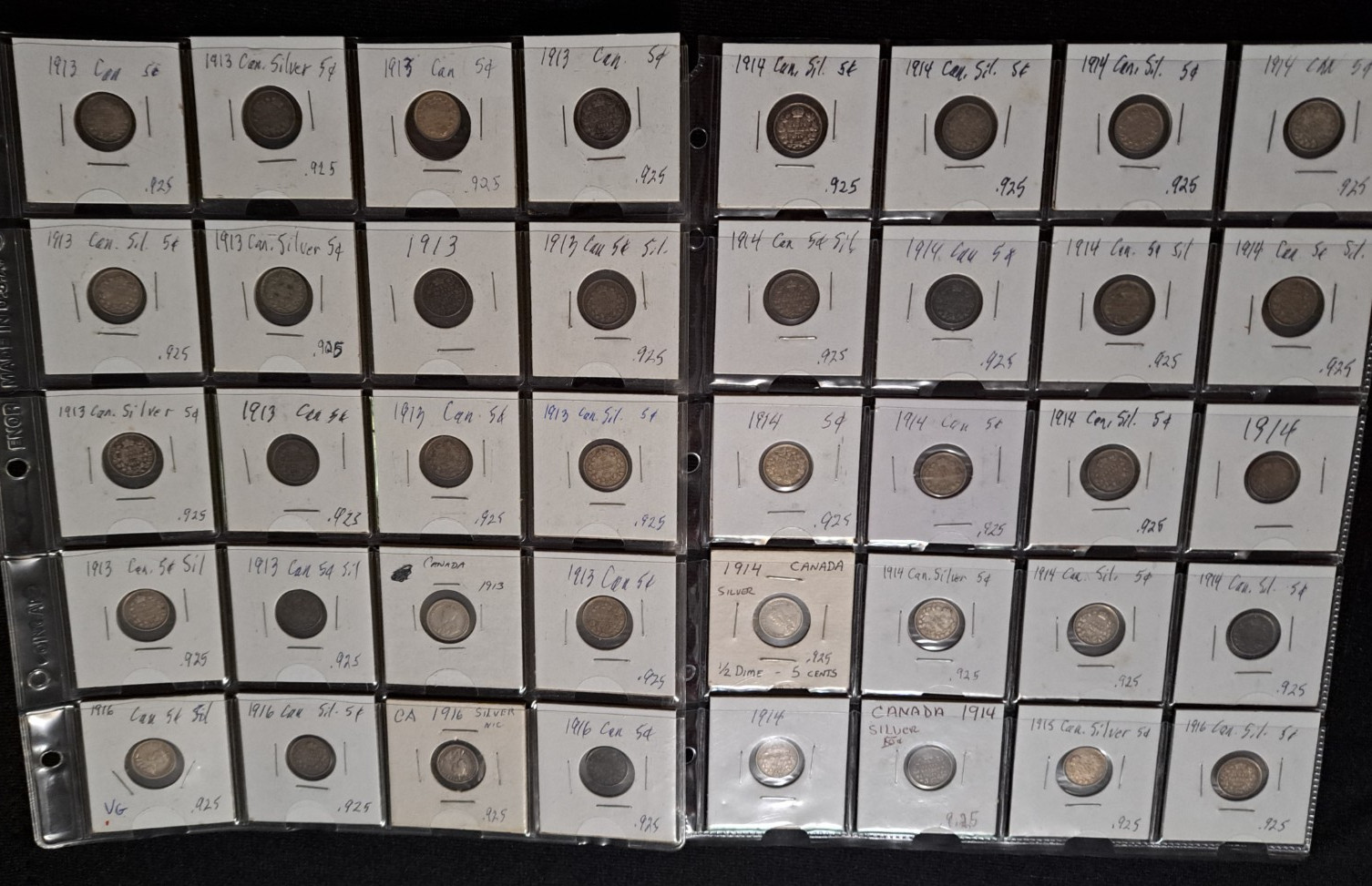 Lot(40) 1913-1916 Canada Silver Nickels .925 Lot(40) 1913-1916 Canada Silver Nickels .925