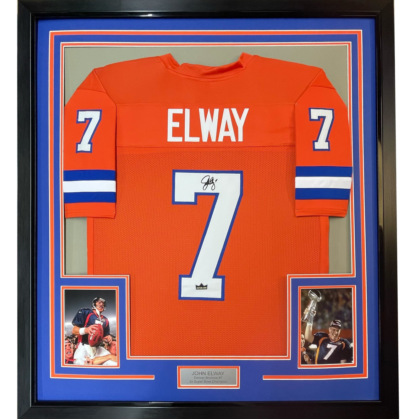 Framed Facsimile Autographed John Elway 35x39 Orange Retro Reprint Jersey Framed Facsimile Autographed John Elway 35x39 Orange Retro Reprint Jersey