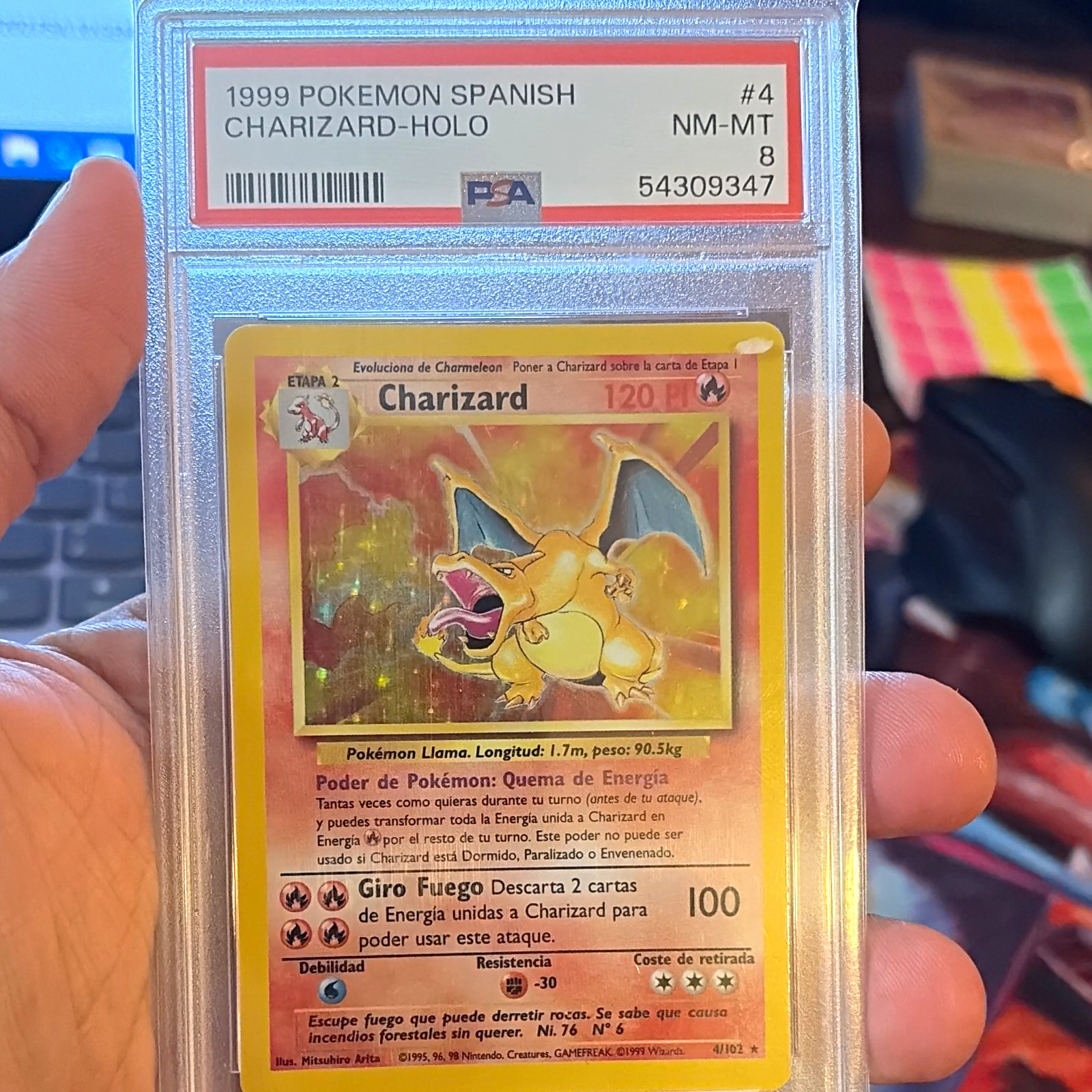 1999 Pokemon SPANISH Charizard Holo #4/102 PSA 8 1999 Pokemon SPANISH Charizard Holo #4/102 PSA 8