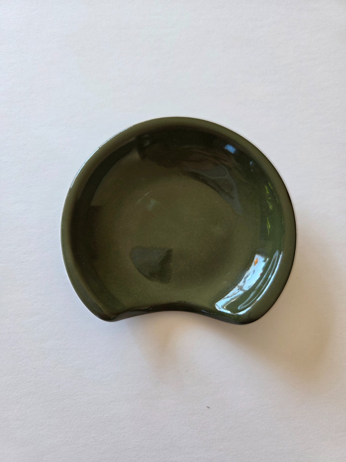 Pigeon Toe Ceramics Spoon Rest Moss Green Gloss Glaze Handmade Studio Pottery