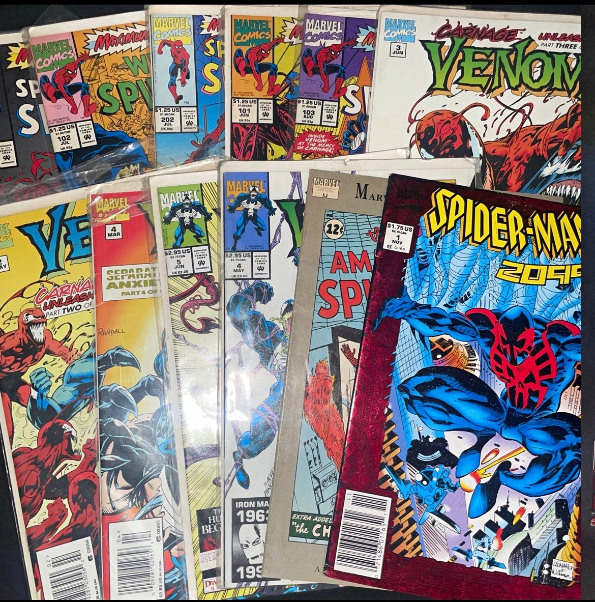 Marvel Comics Spider-Man Venom Carnage Maximum Carnage 1993 Direct Lot Marvel Comics Spider-Man Venom Carnage Maximum Carnage 1993 Direct Lot