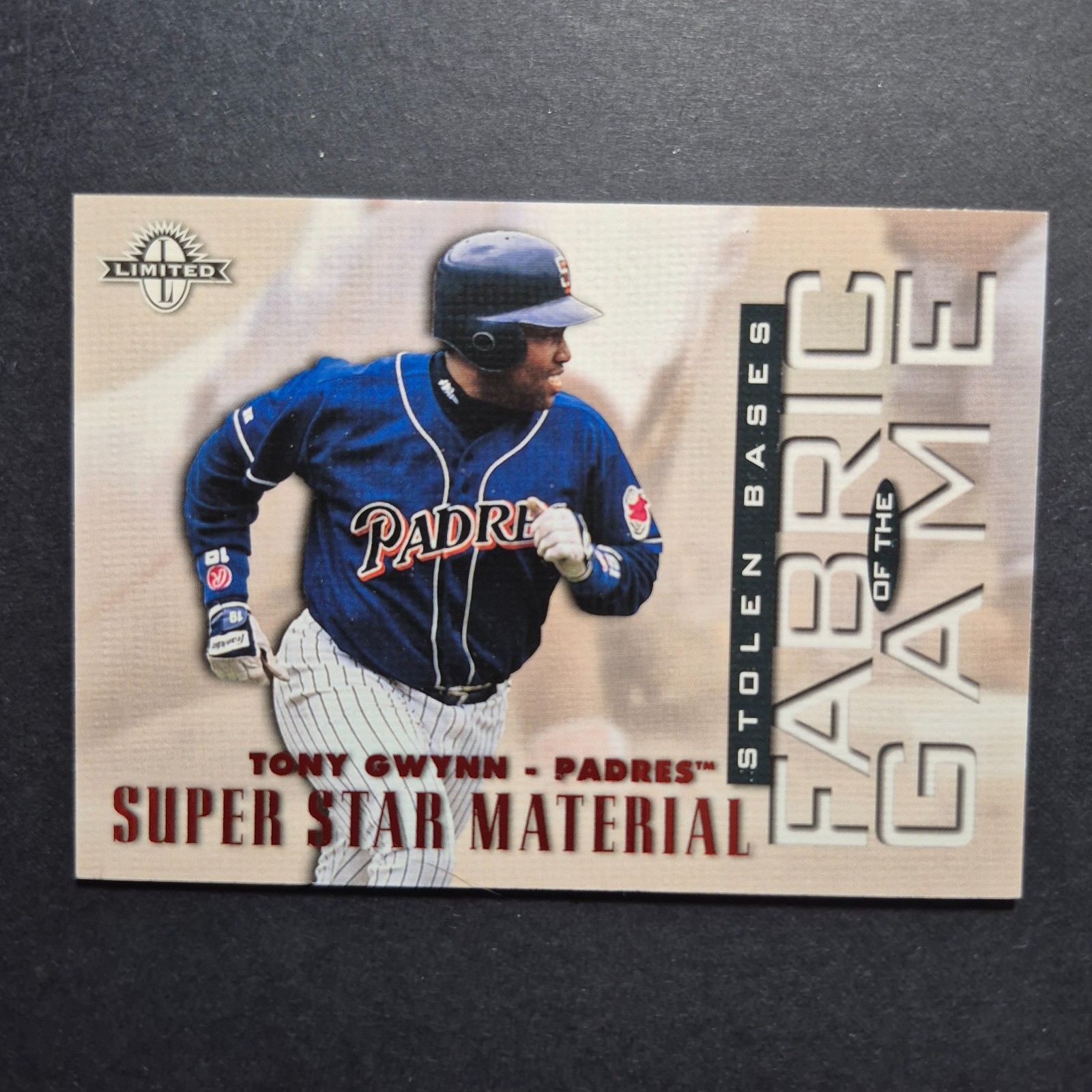 1997 Donruss Limited Tony Gwynn Fabric of the Game #2 SN 266 /500 NM+ 1997 Donruss Limited Tony Gwynn Fabric of the Game #2 SN 266 /500 NM+