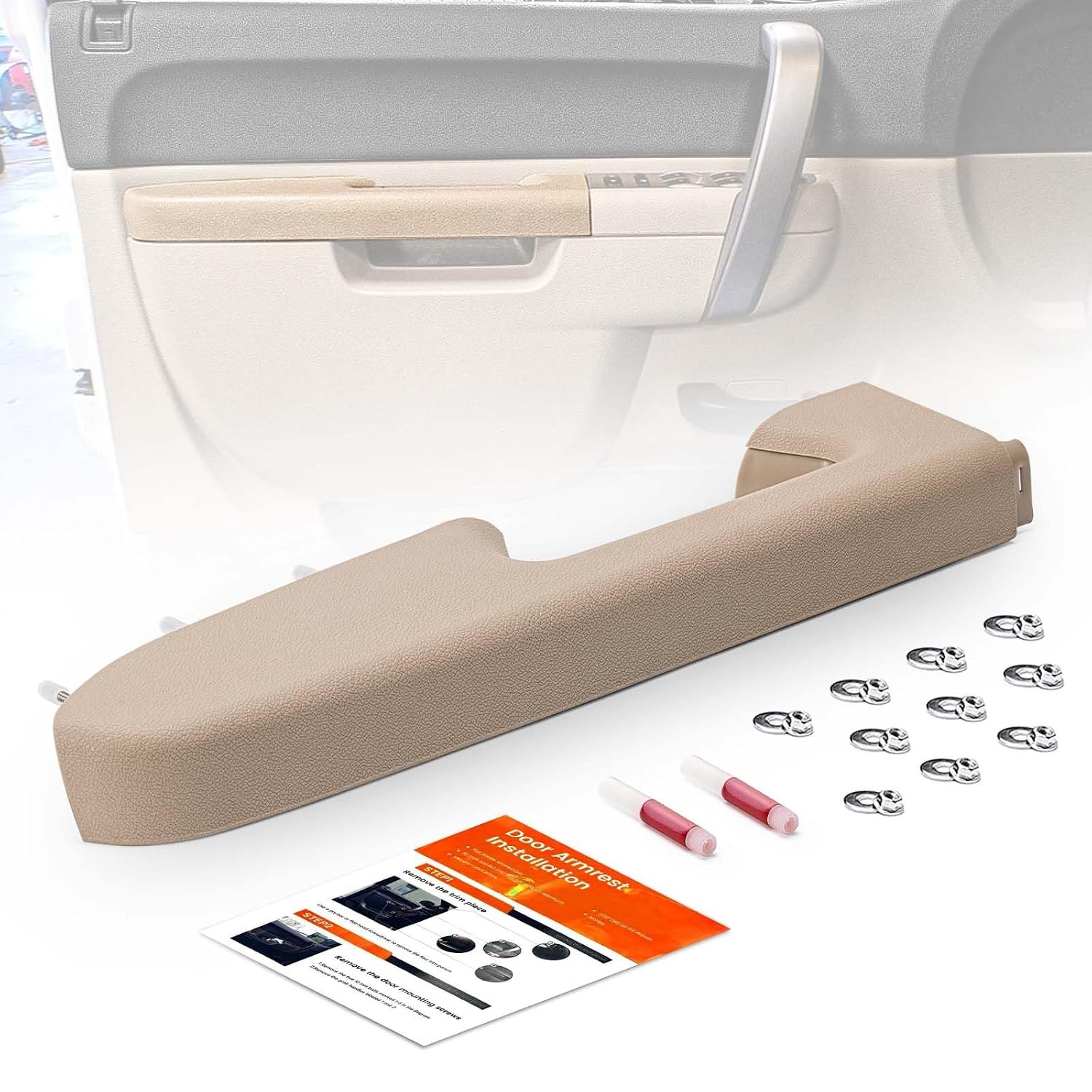22818467 Front Left Driver Side Door Panel Armrest, Interior Handle, Tan