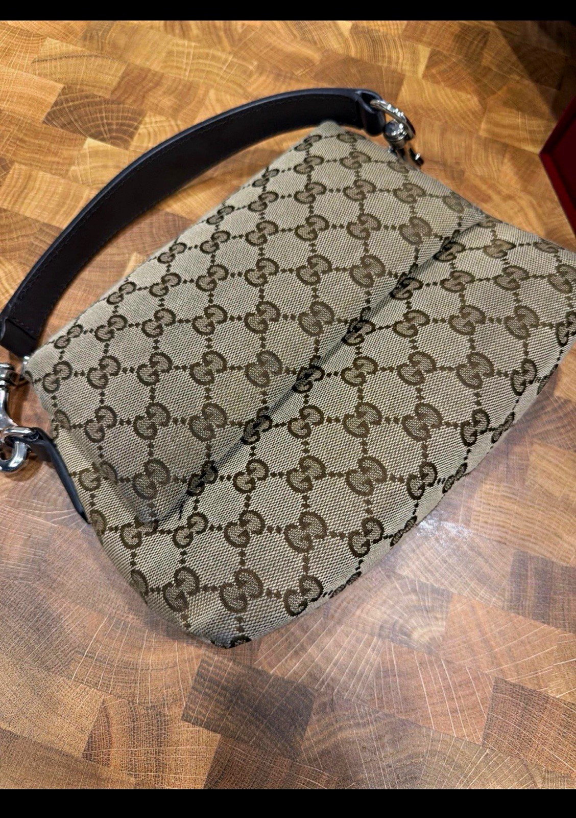 Gucci GG Monogram Small Shoulder Bag Beige Brown Magnetic, Strap, Dust Bag Gucci GG Monogram Small Shoulder Bag Beige Brown Magnetic, Strap, Dust Bag