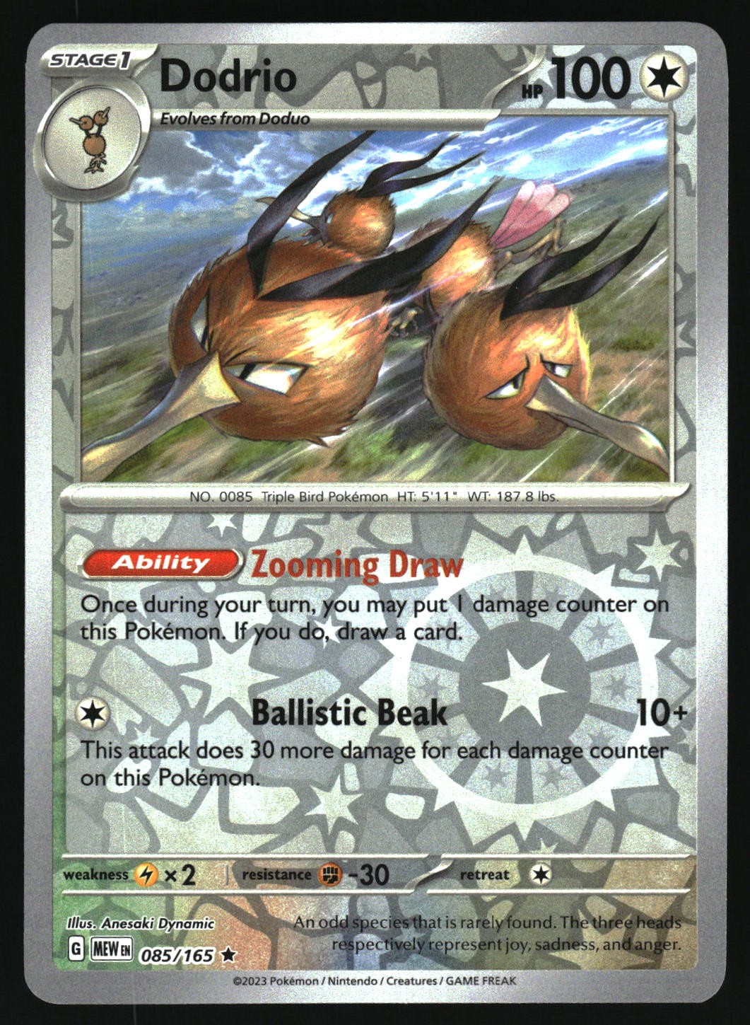 Pokemon Reverse Holo Dodrio SV: Scarlet & Violet 151 085/165 NM
