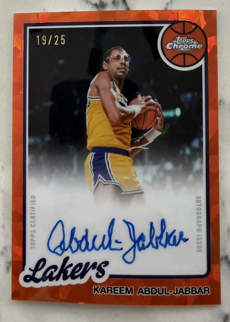 2025-2026 Topps Chrome Sapphire Update Kareem Abdul-Jabbar Orange Autograph 2025-2026 Topps Chrome Sapphire Update Kareem Abdul-Jabbar Orange Autograph