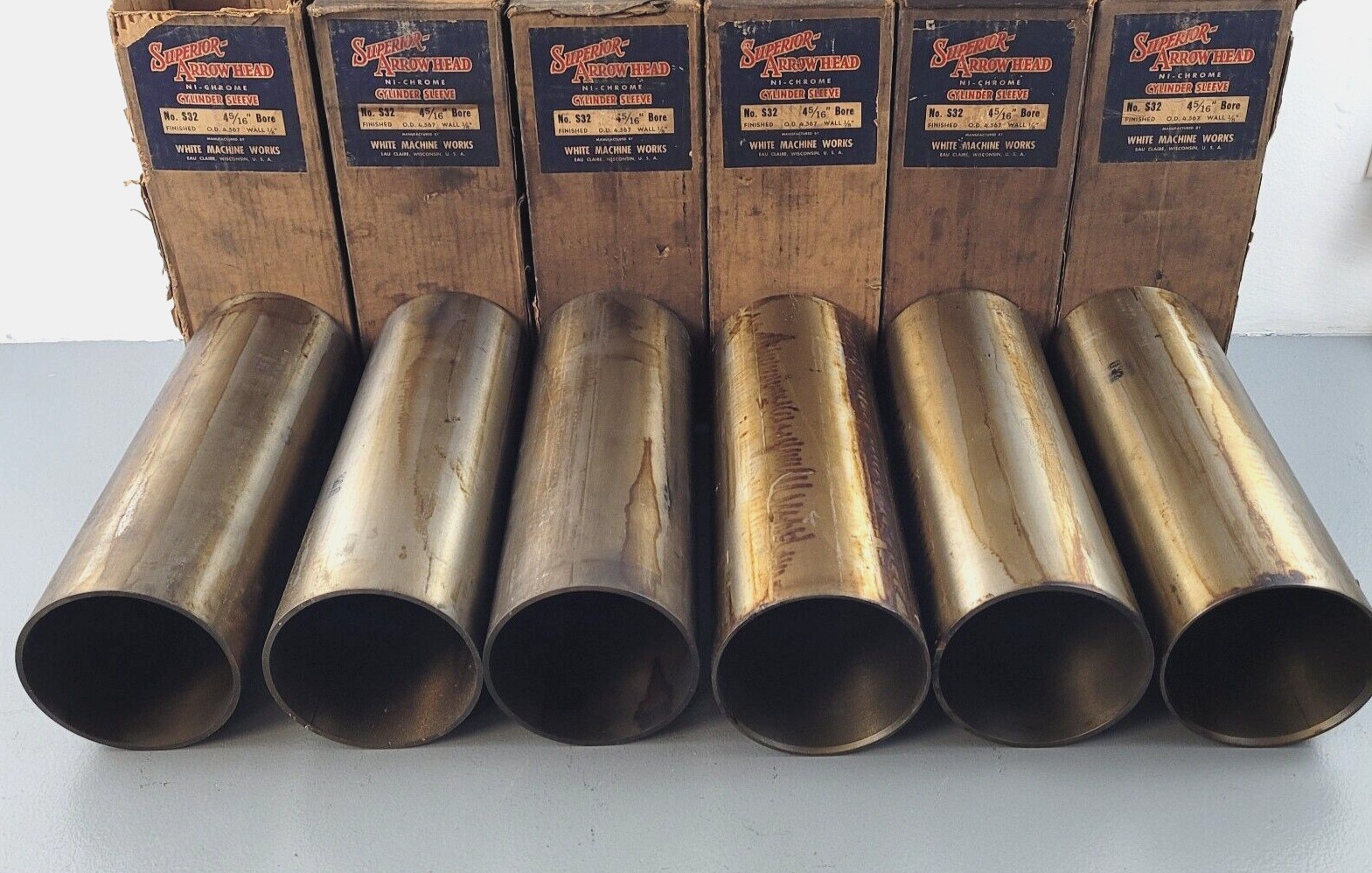 6 NOS Arrow Head S32 Cylinder Sleeves Continental 6 Cylinder 42B B6405 1940s 50s