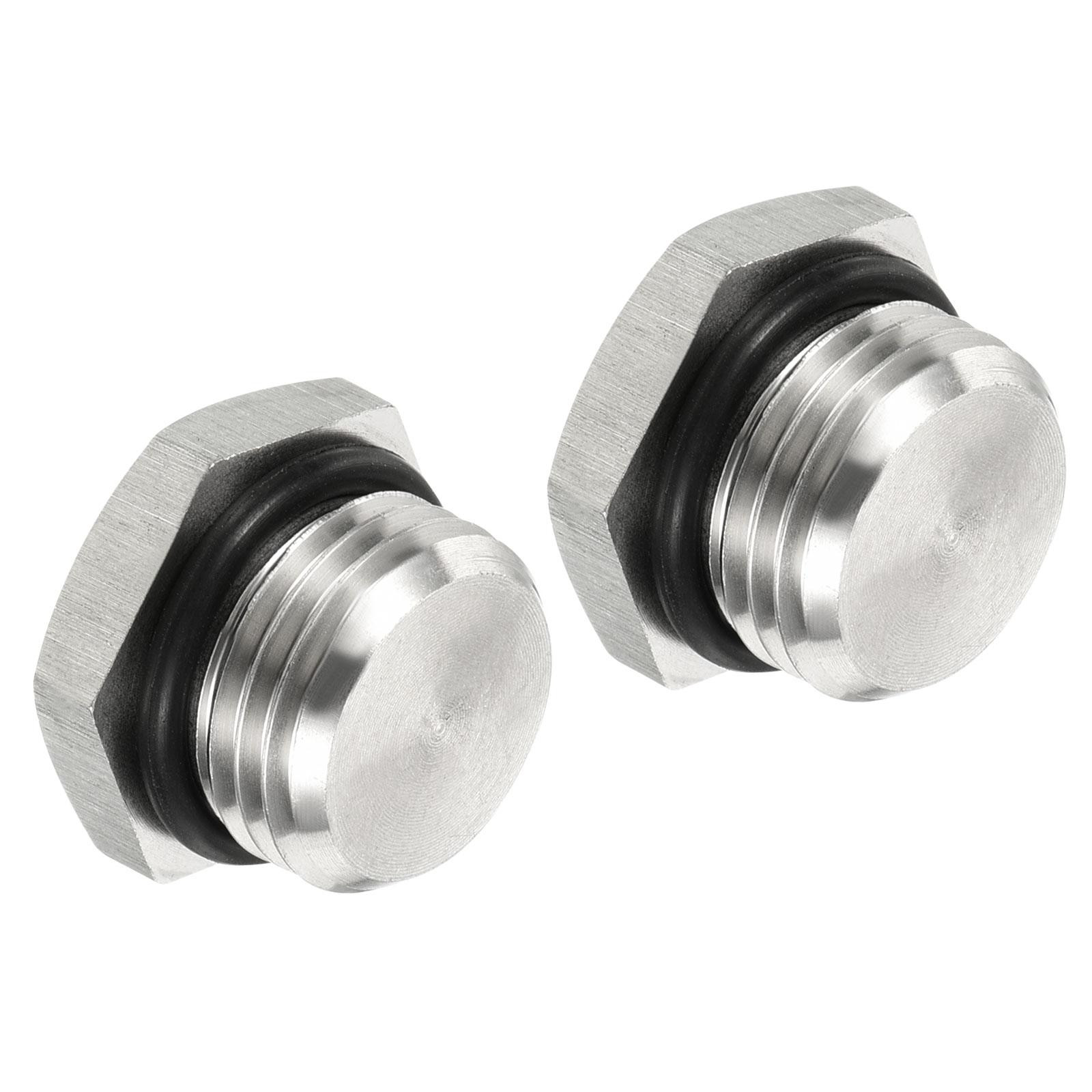2pcs M16x1.5 Male Plug Thread Hex Head Socket Solid Pipe Fitting Sealing Ring