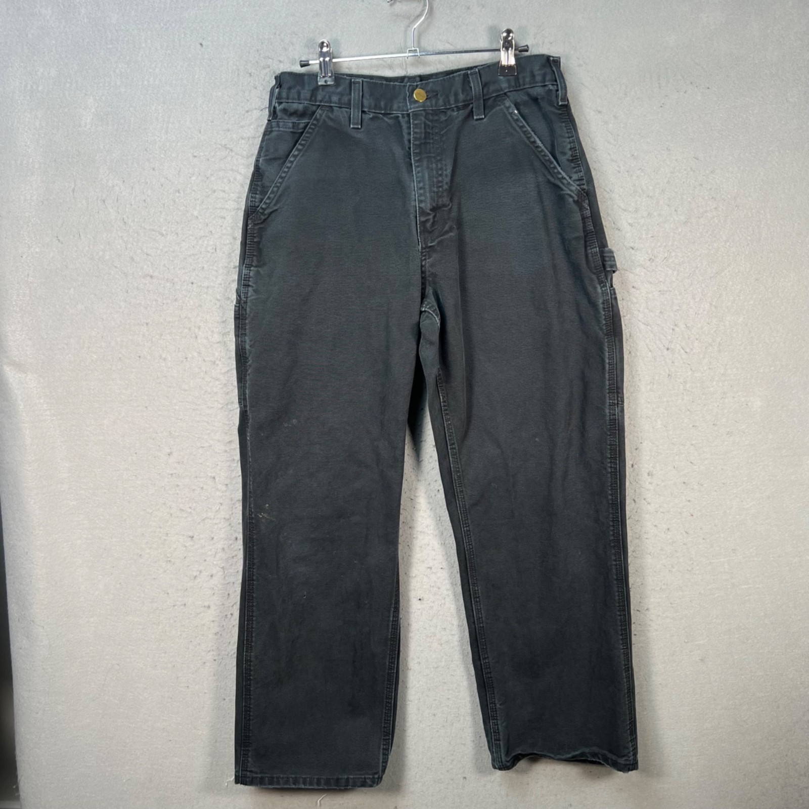 Carhartt Black Mens 30 x 30 Cotton Double Knee Work Pants Durable Relaxed Fit