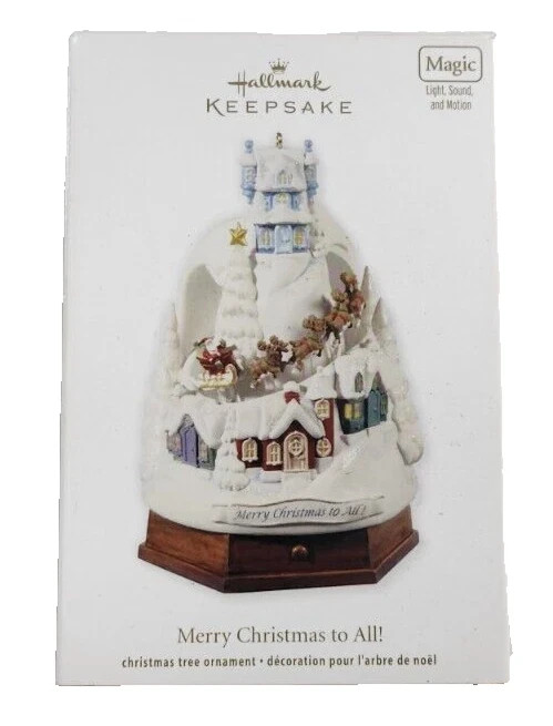 Hallmark  Ornament  2012 Merry Christmas to All Light Motion Sound-518-311