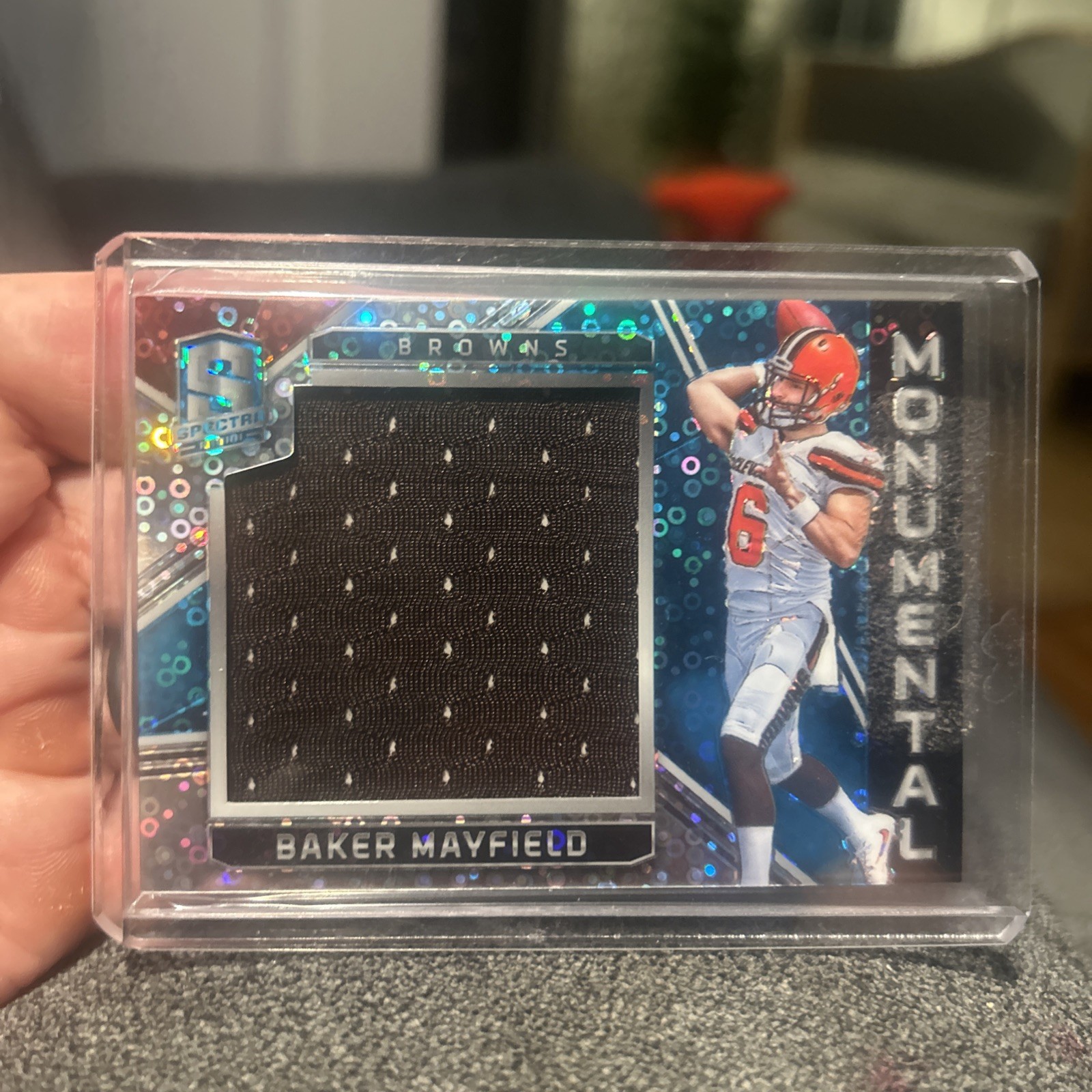 2018 Panini Spectra Rookie Monumental Baker Mayfield Disco Patch RC /99 Bucs 2018 Panini Spectra Rookie Monumental Baker Mayfield Disco Patch RC /99 Bucs