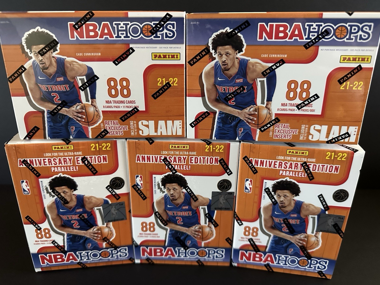 2021-2022 NBA Hoops Anniversary Edition Blaster Box Lot *5 Blaster Boxes* 2021-2022 NBA Hoops Anniversary Edition Blaster Box Lot *5 Blaster Boxes*