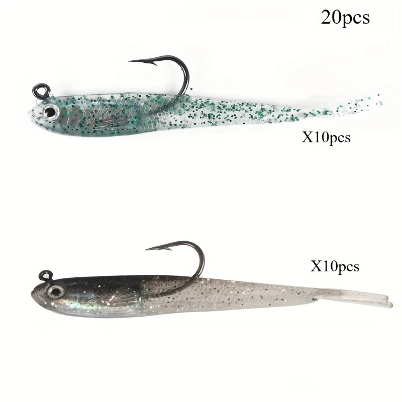 20Pcs Soft Lure Kit | Pre-Rigged Fishing Baits with Hooks for Bass Trout Freshwa 20Pcs Soft Lure Kit | Pre-Rigged Fishing Baits with Hooks for Bass Trout Freshwa