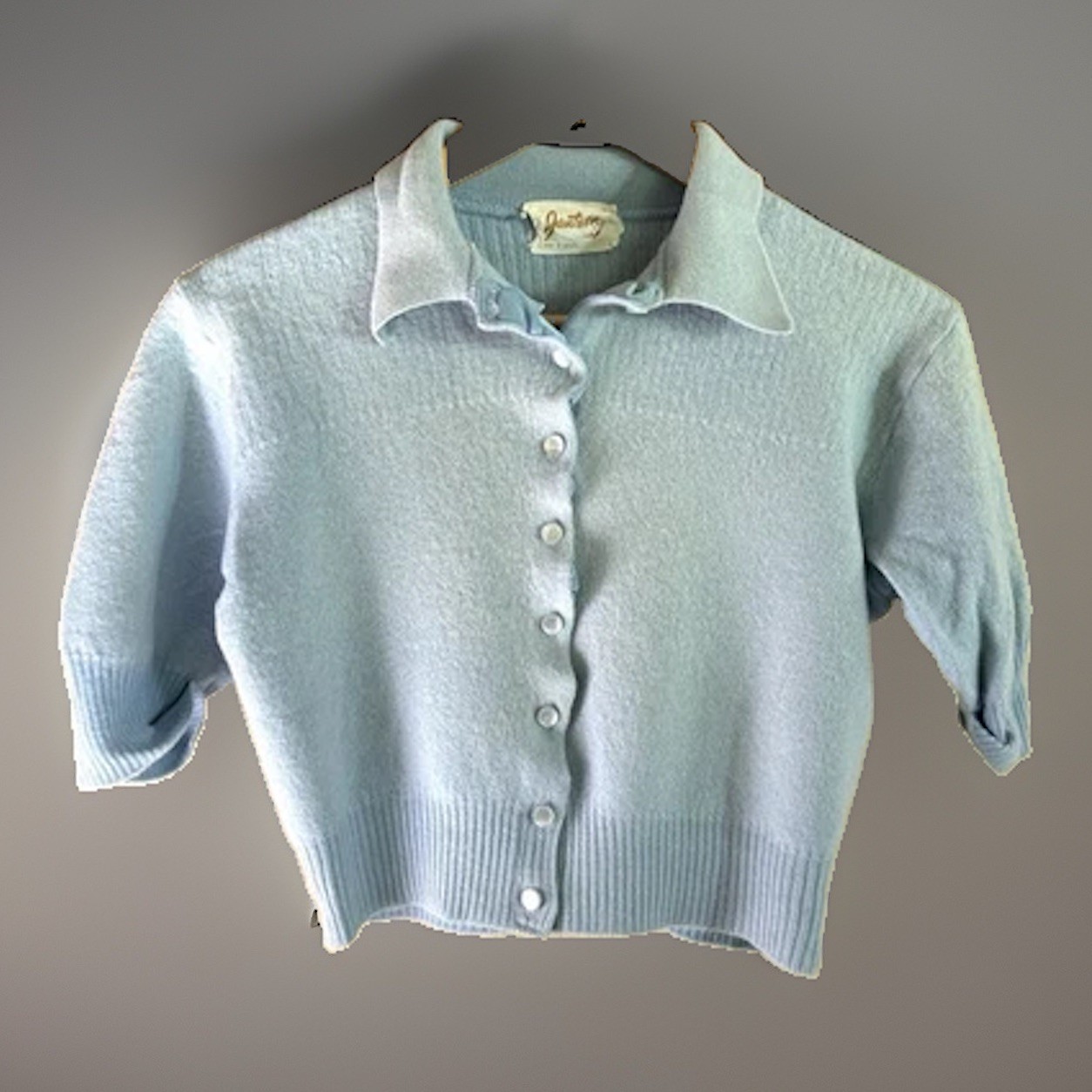 Vintage 1950s Jantzen Women\'s Cardigan Sweater Blue Cropped USA Size 36