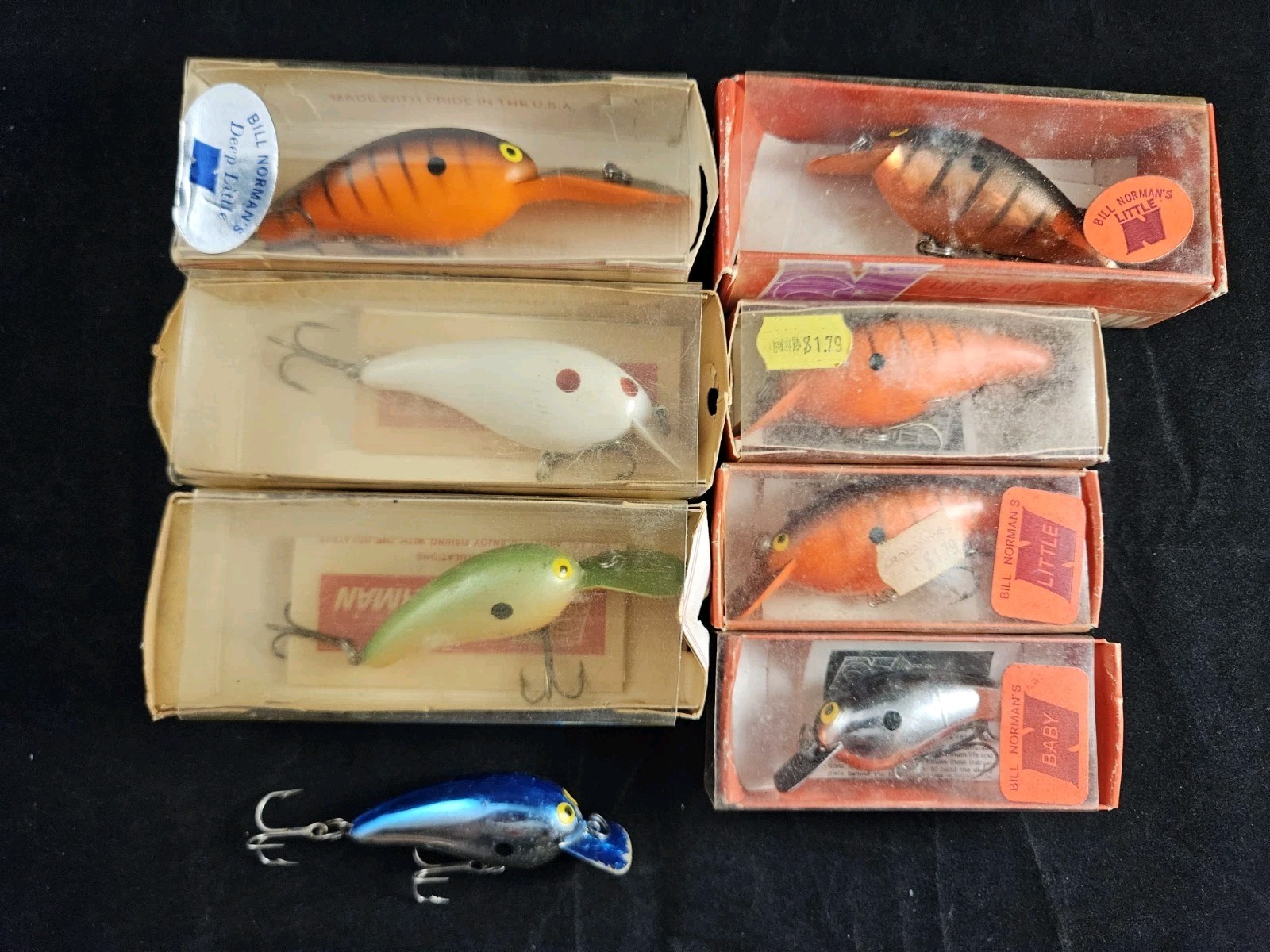 Lot of 8 Vintage Norman Little N Crankbait Fishing Lures with 7 Boxes Lot of 8 Vintage Norman Little N Crankbait Fishing Lures with 7 Boxes