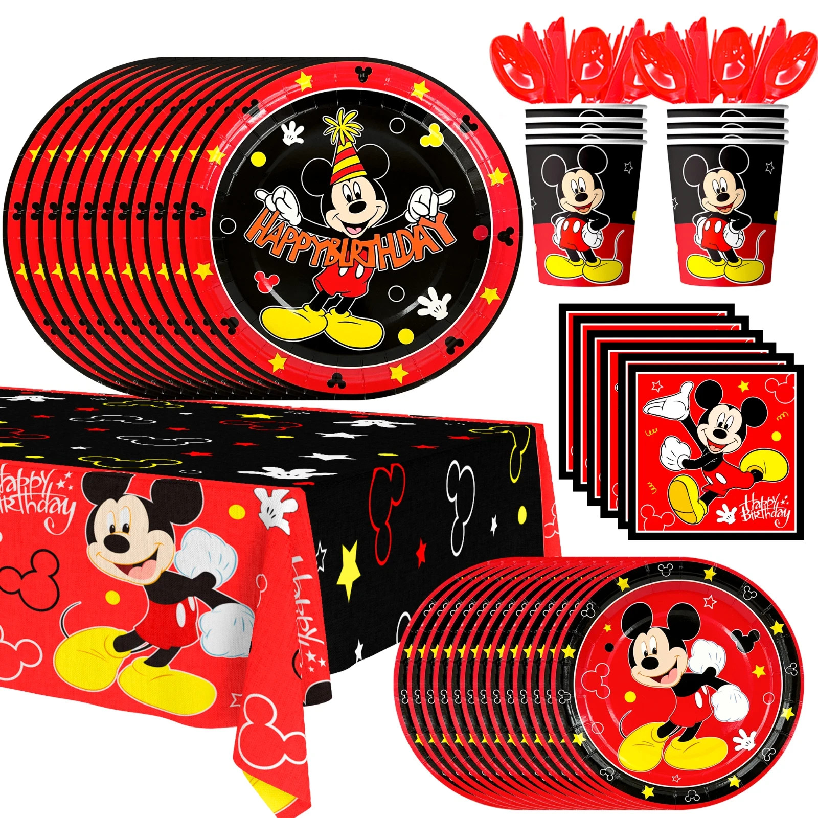 Mickey Mouse Party Supplies Birthday Decoration Cartoon Tableware Plates