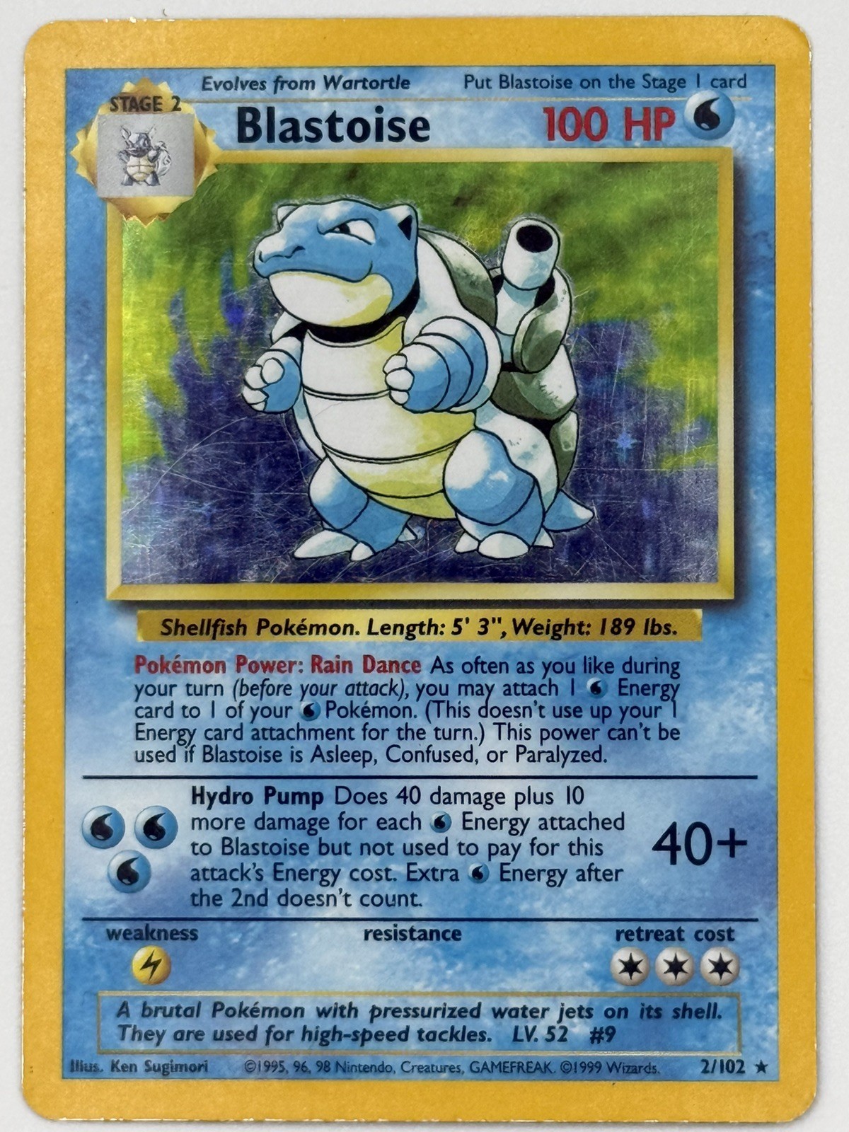 1999 Pokemon Blastoise 2/102 – Holo Rare – Base Set Unlimited 1999 Pokemon Blastoise 2/102 – Holo Rare – Base Set Unlimited