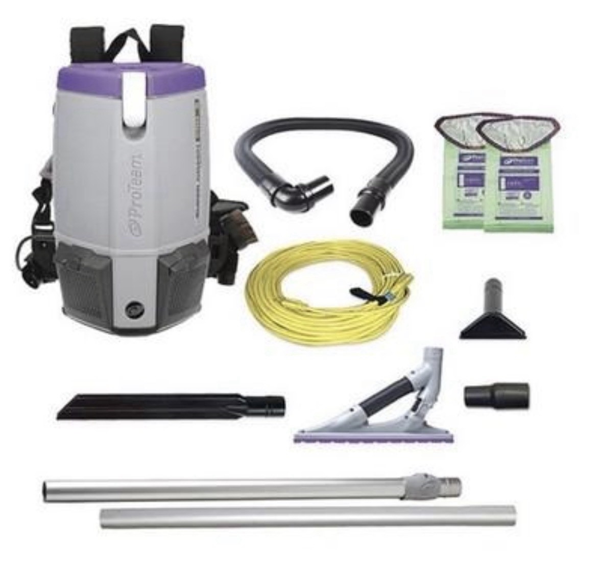 ProTeam Super Coach Pro 6 w/ Problade Carpet Tool Kit Backpack Vacuum Cleaner